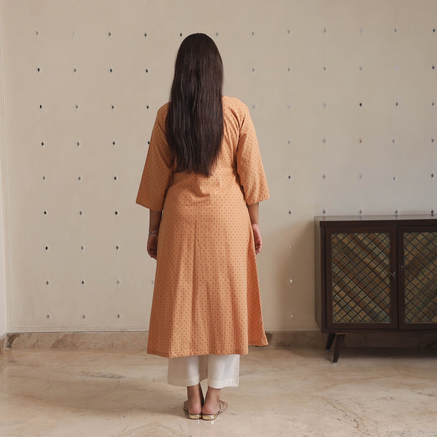 Jacquard Cotton A-Line Kurta for Women