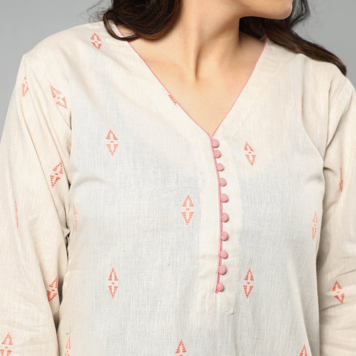 Jacquard Cotton Straight Kurta for Women