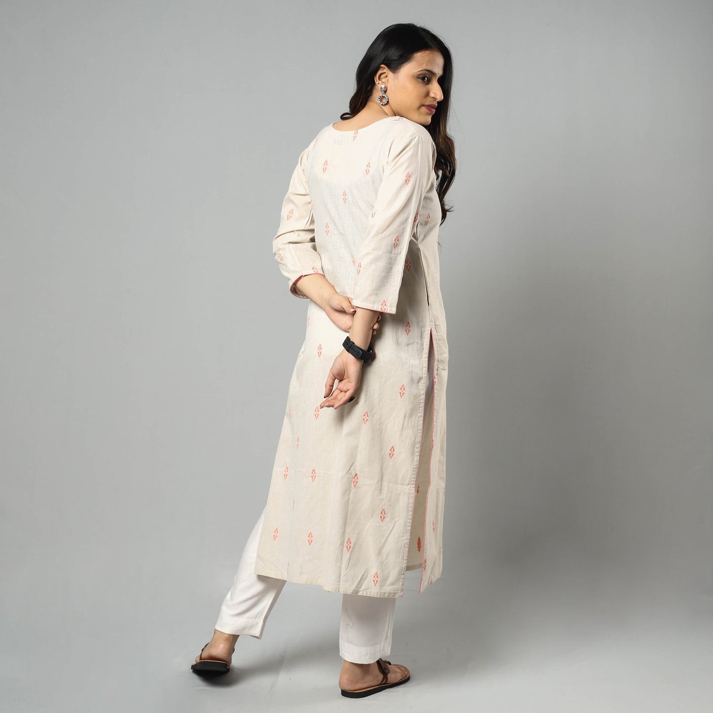 Jacquard Cotton Straight Kurta for Women