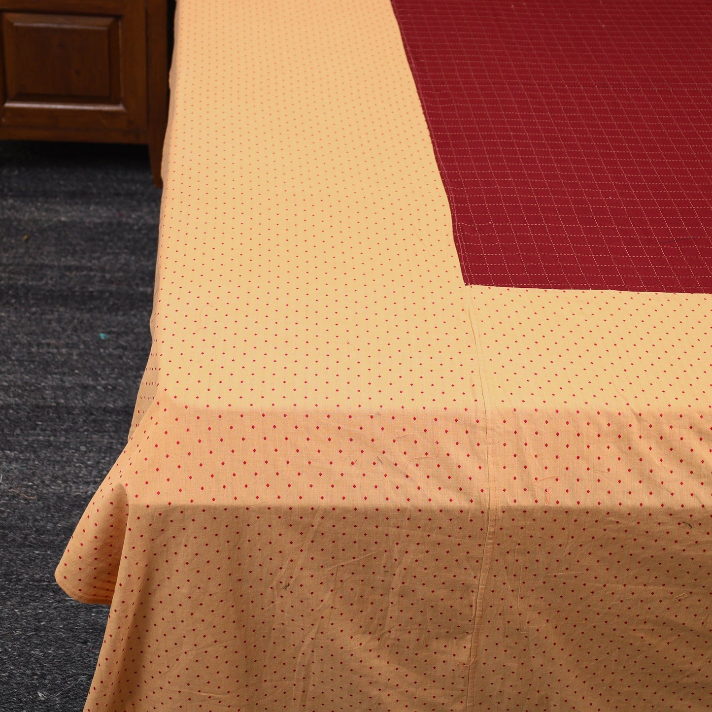 Beige - jacquard patchwork cotton double bed cover