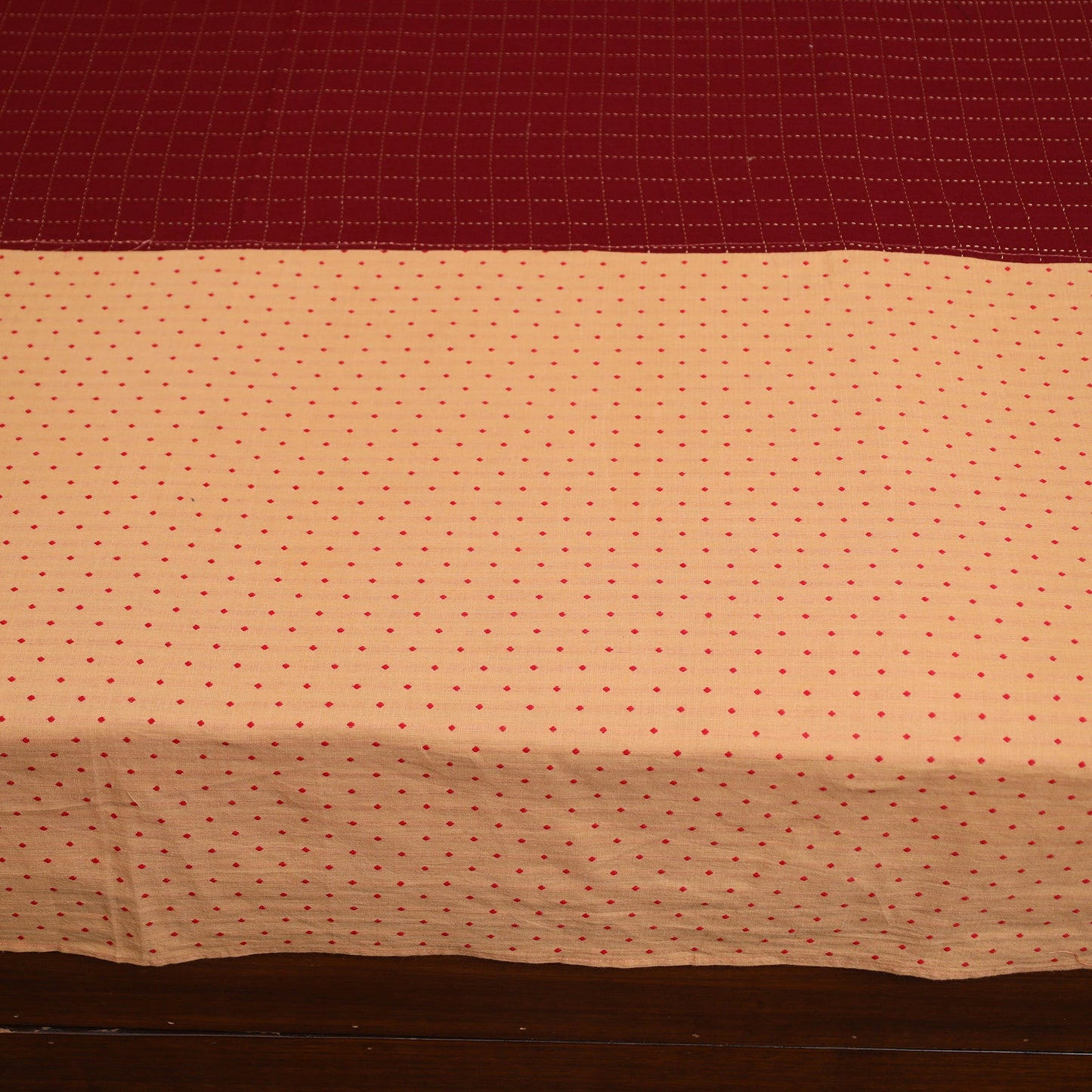 Beige - jacquard patchwork cotton double bed cover