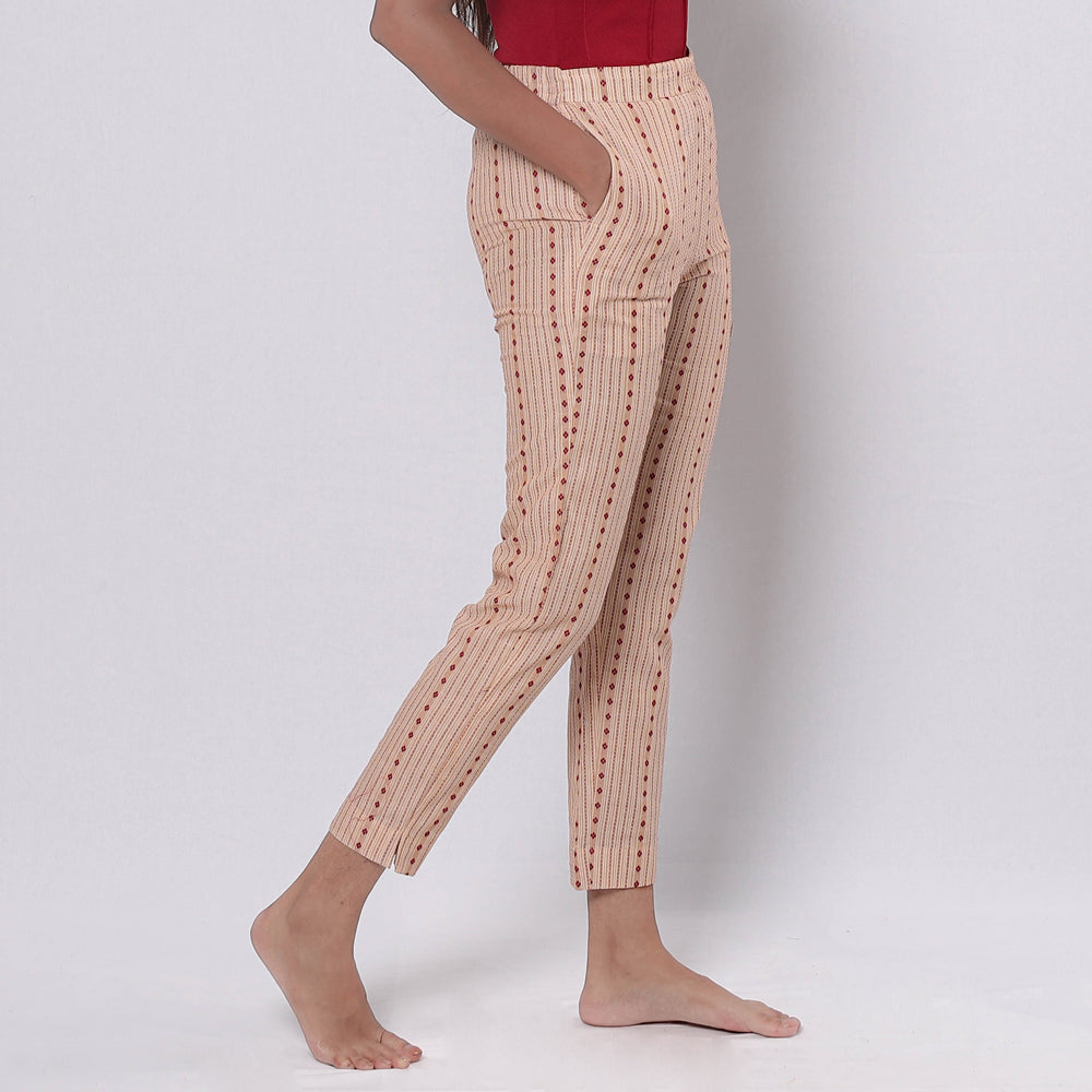 Beige Jacquard Prewashed Cotton Pant