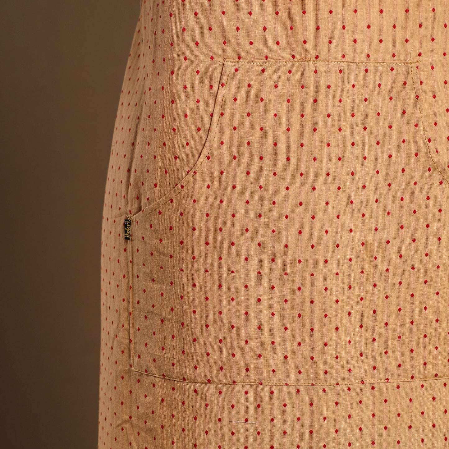 Beige - Jacquard Weave Cotton Apron with Pocket 15