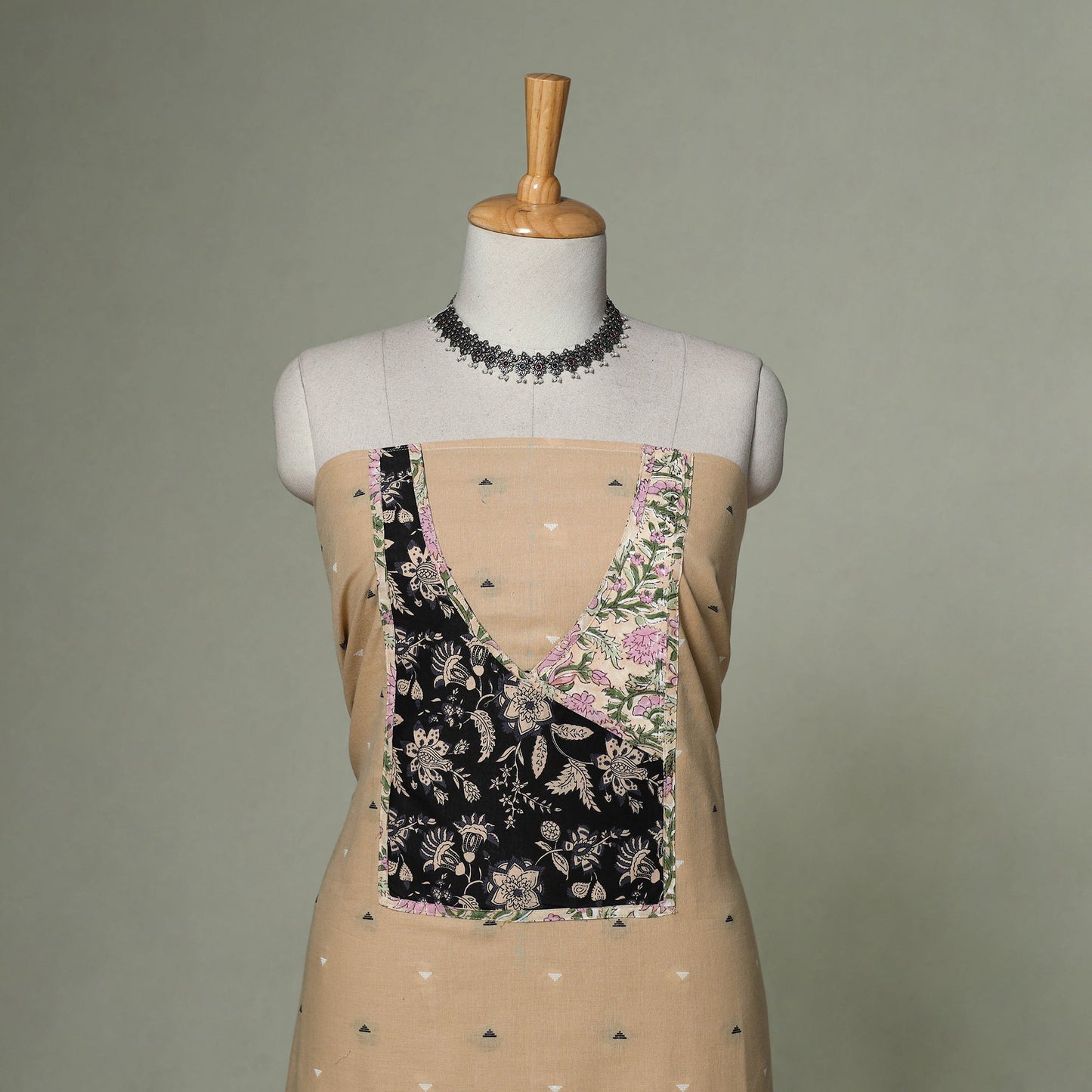 Jacquard weave cotton patchwork unstitched kurta material