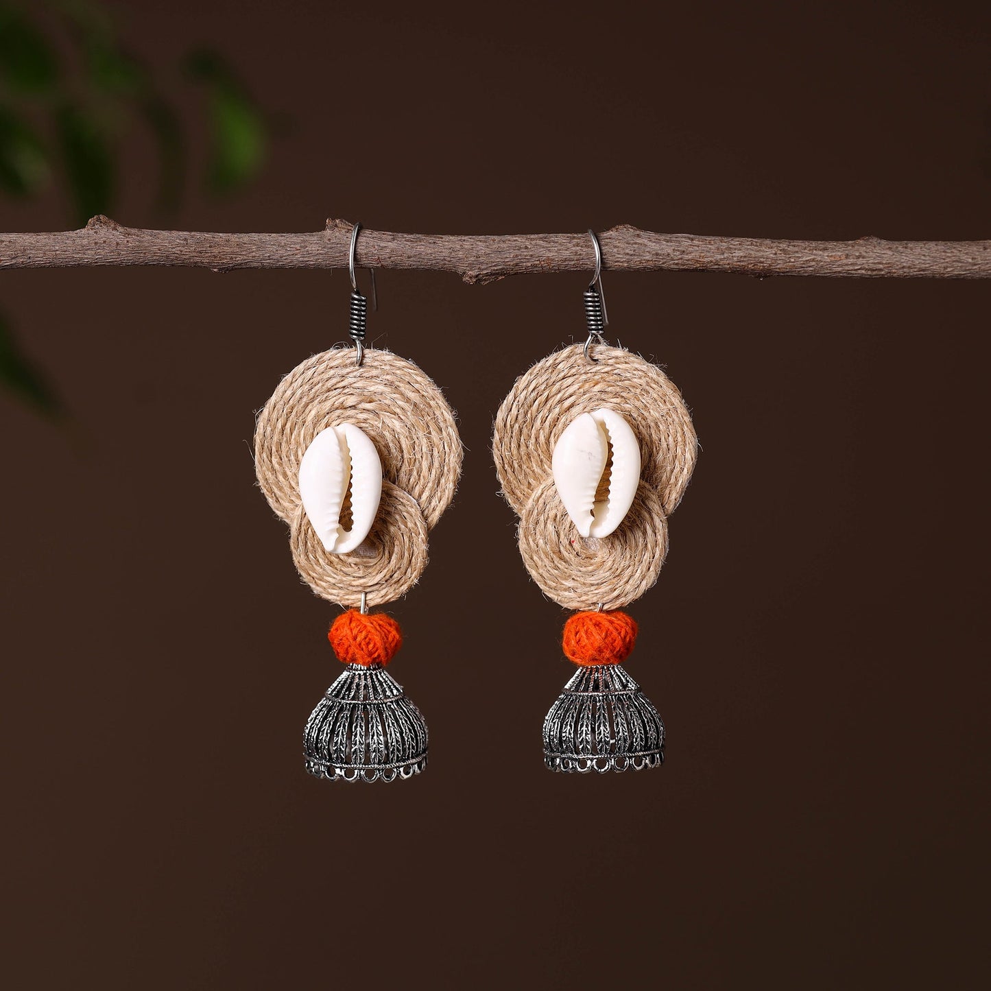 Nikhat German Silver Jute Jhumki Earrings