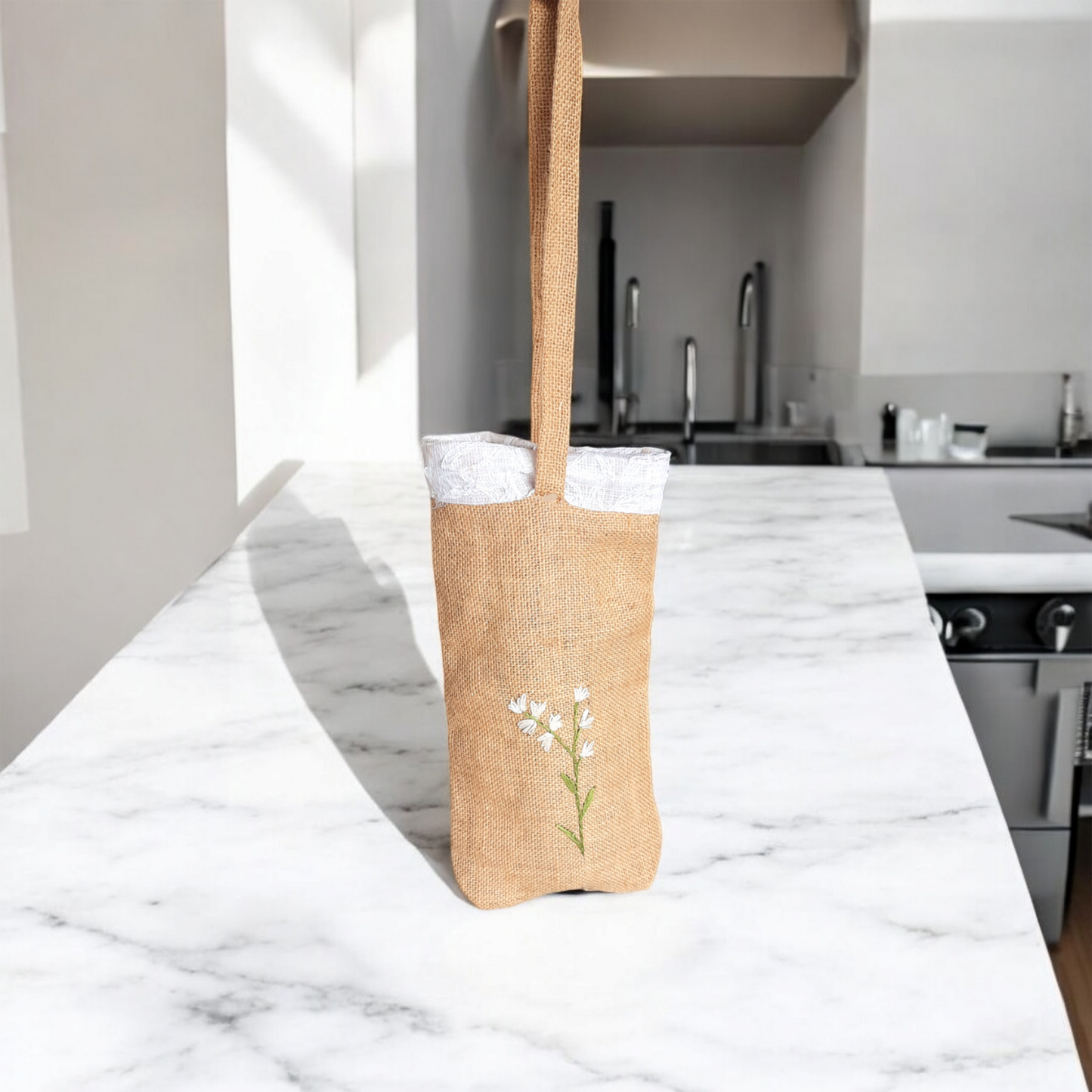 Beige Jute Wine/Water Holding Bag