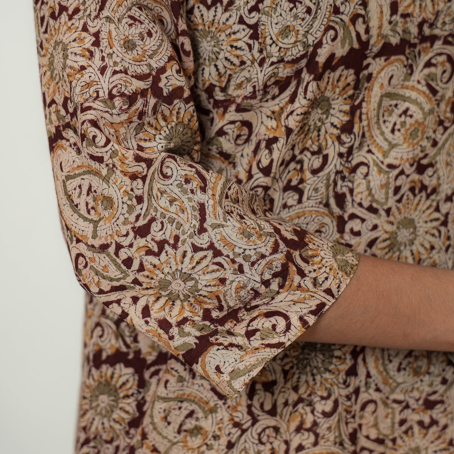 Kalamkari Block Print Mul Cotton Straight Kurta For Women