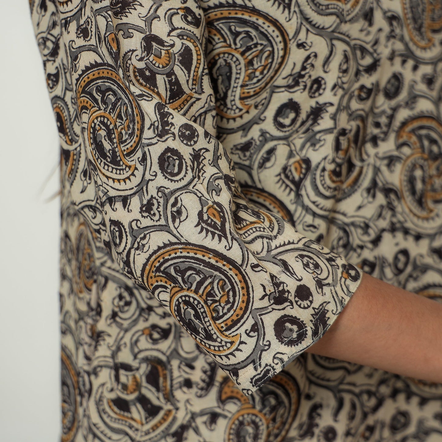 Kalamkari Block Print Mul Cotton Straight Kurta For Women