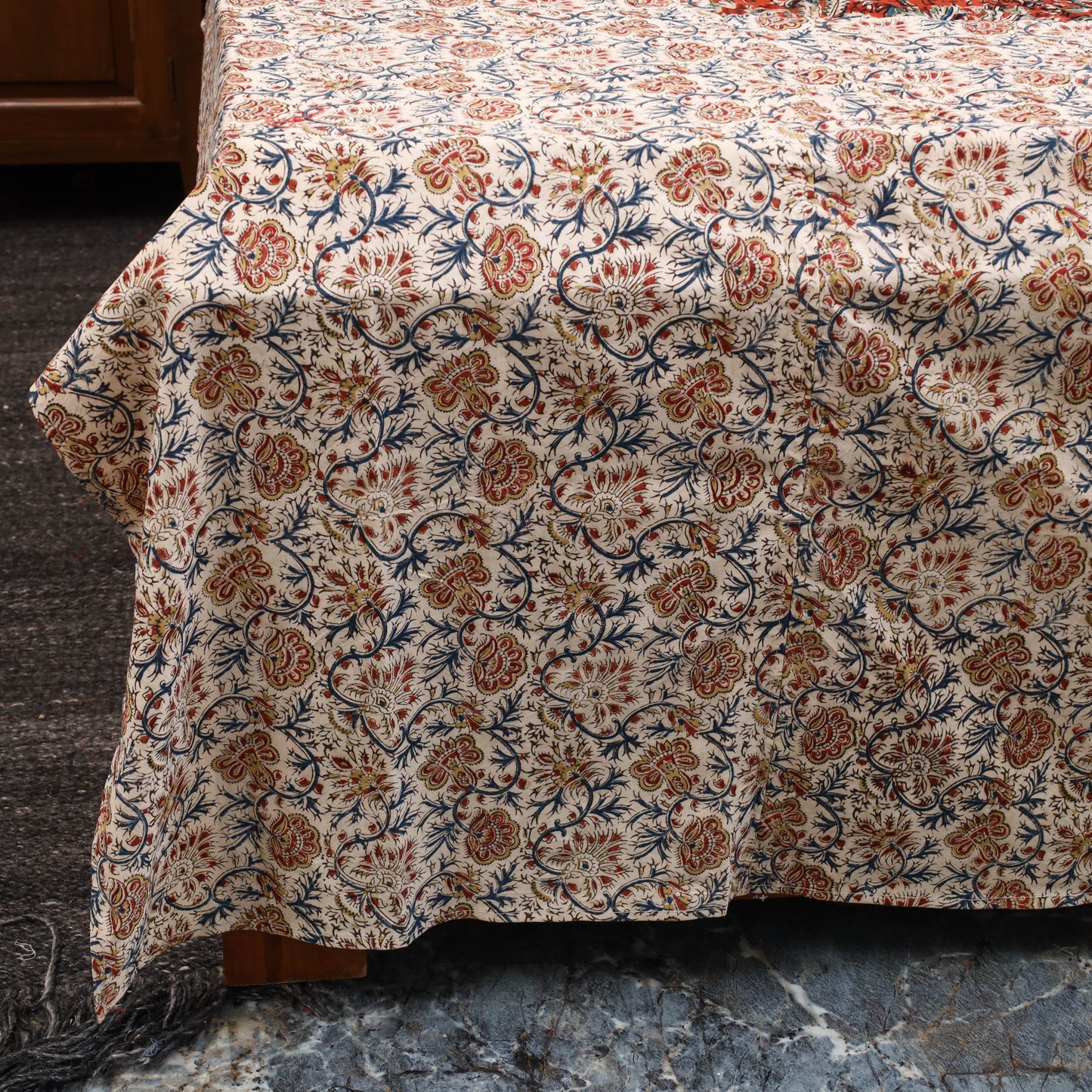 Kalamkari patchwork cotton bedsheet set 41 - handcrafted