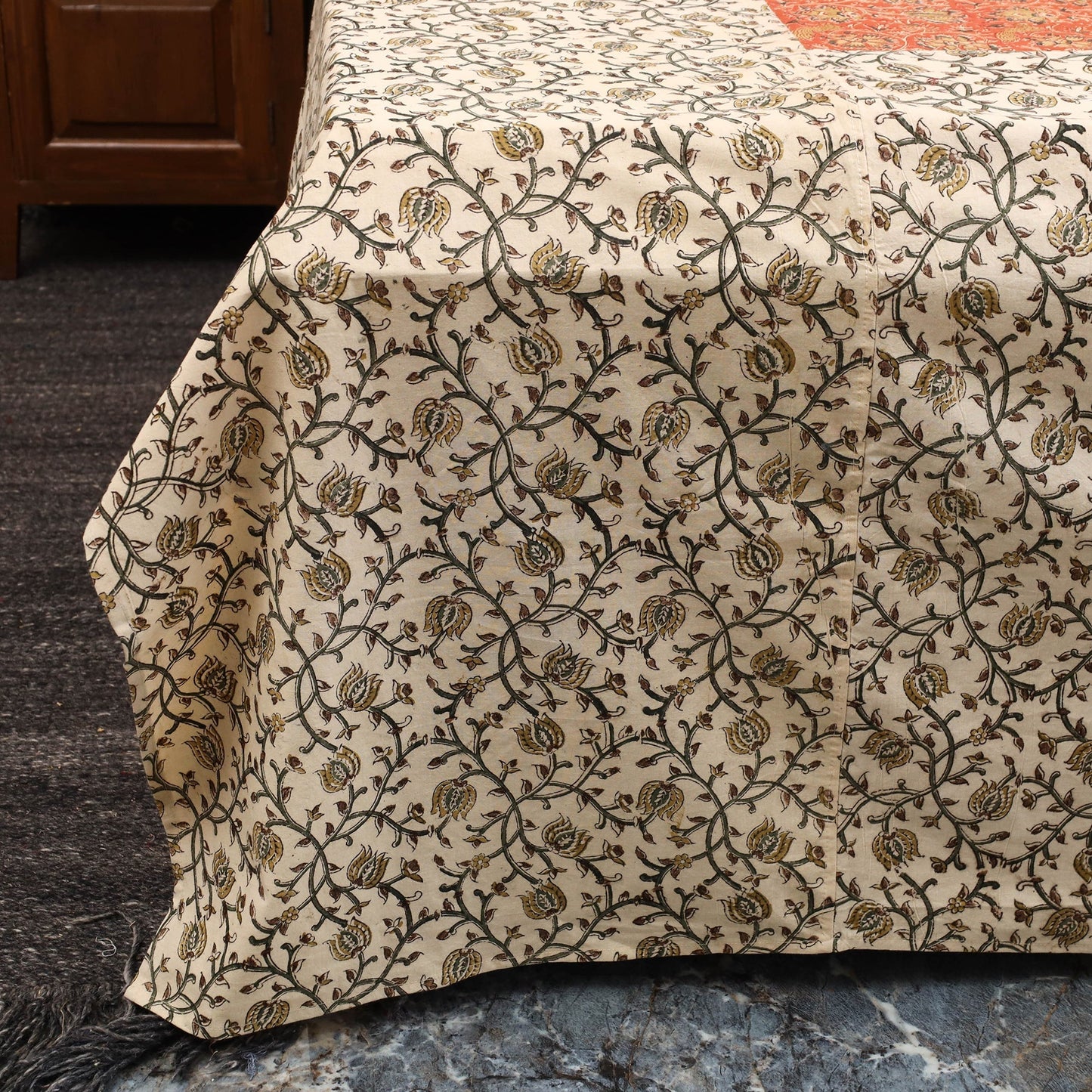 Kalamkari patchwork cotton bedsheet set 42 - handcrafted