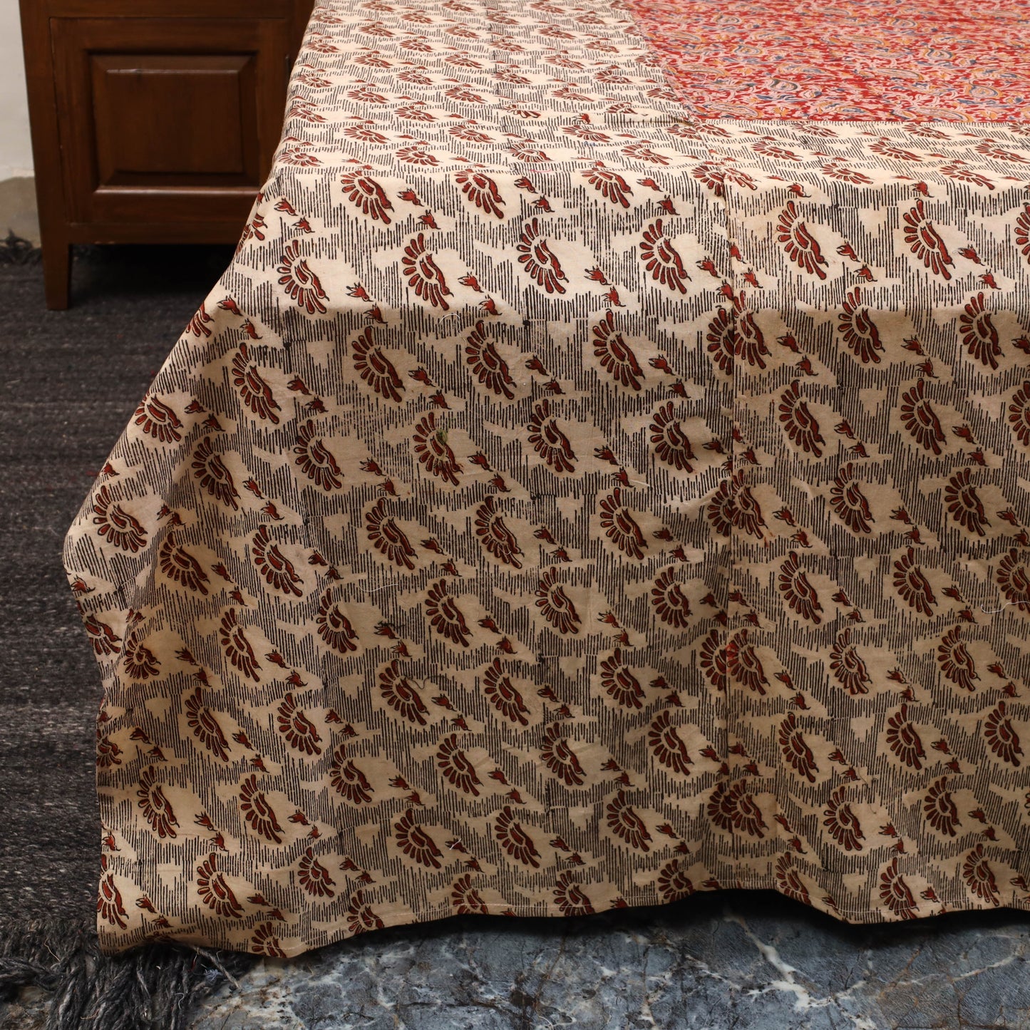 Kalamkari patchwork cotton bedsheet set 55 - handcrafted