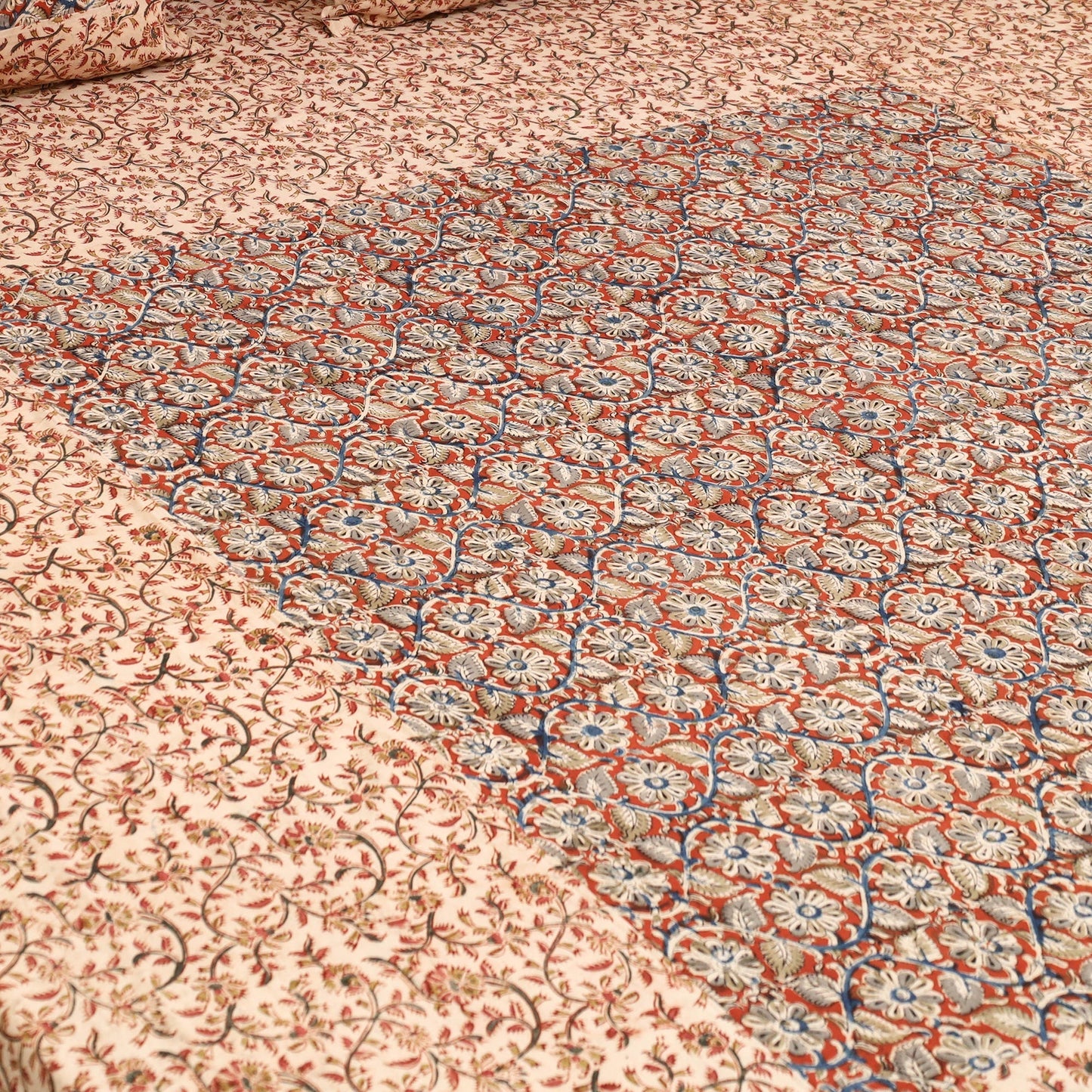 Kalamkari patchwork cotton bedsheet set 48 - handcrafted