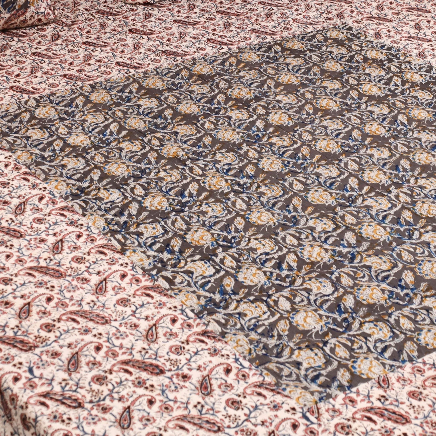 Kalamkari patchwork cotton bedsheet set 35 - handcrafted