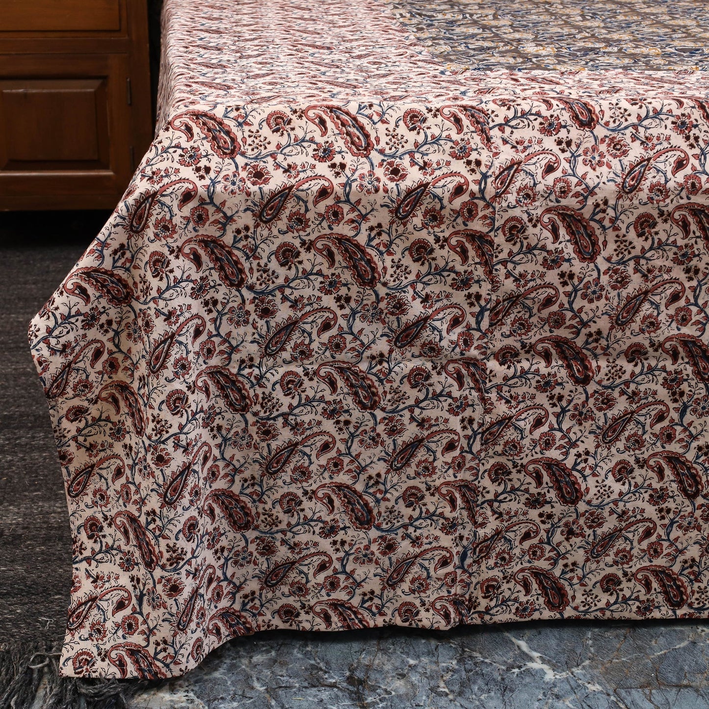Kalamkari patchwork cotton bedsheet set 35 - handcrafted