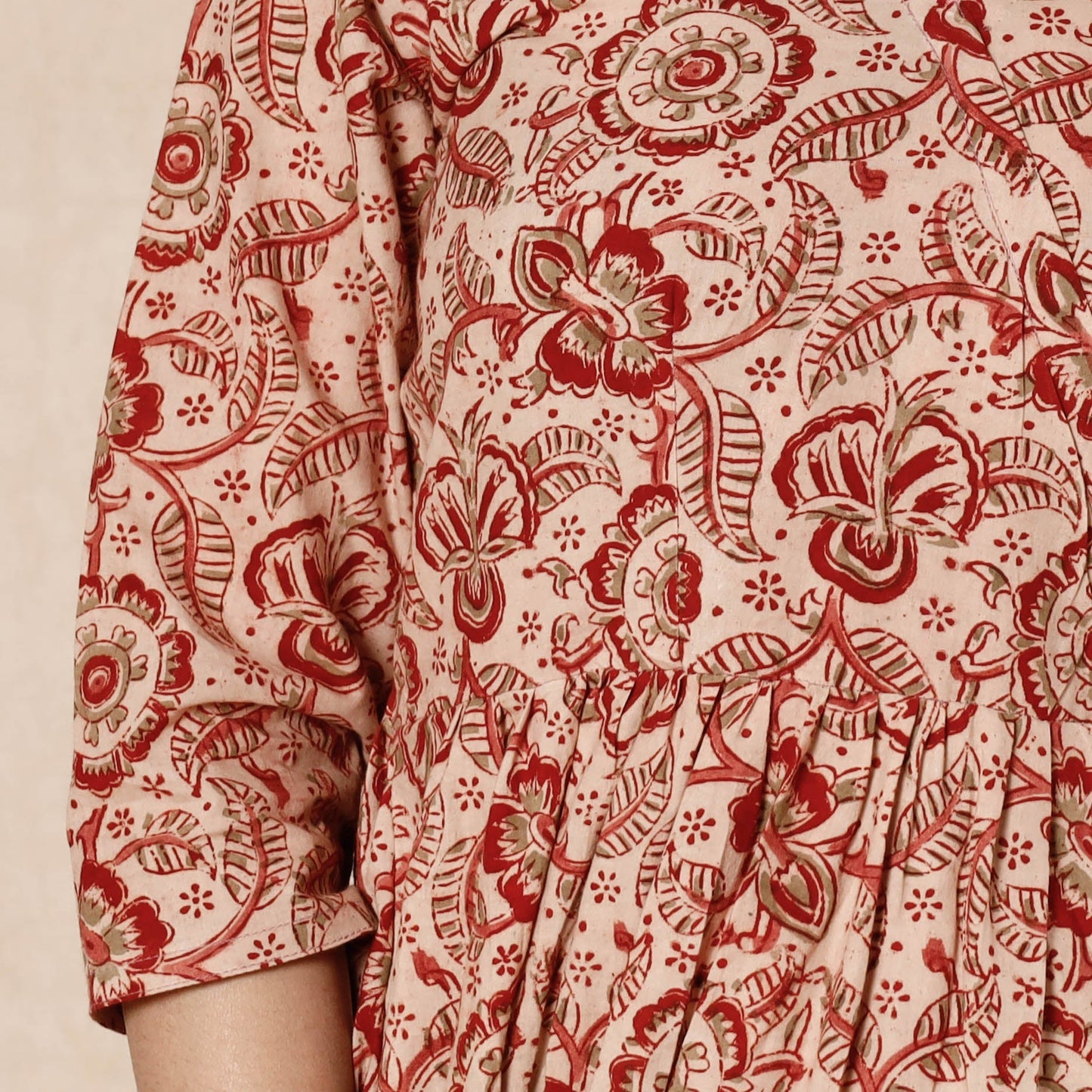 Buy Kalamkari Block Printing Cotton Flared Dress Online l iTokri.com