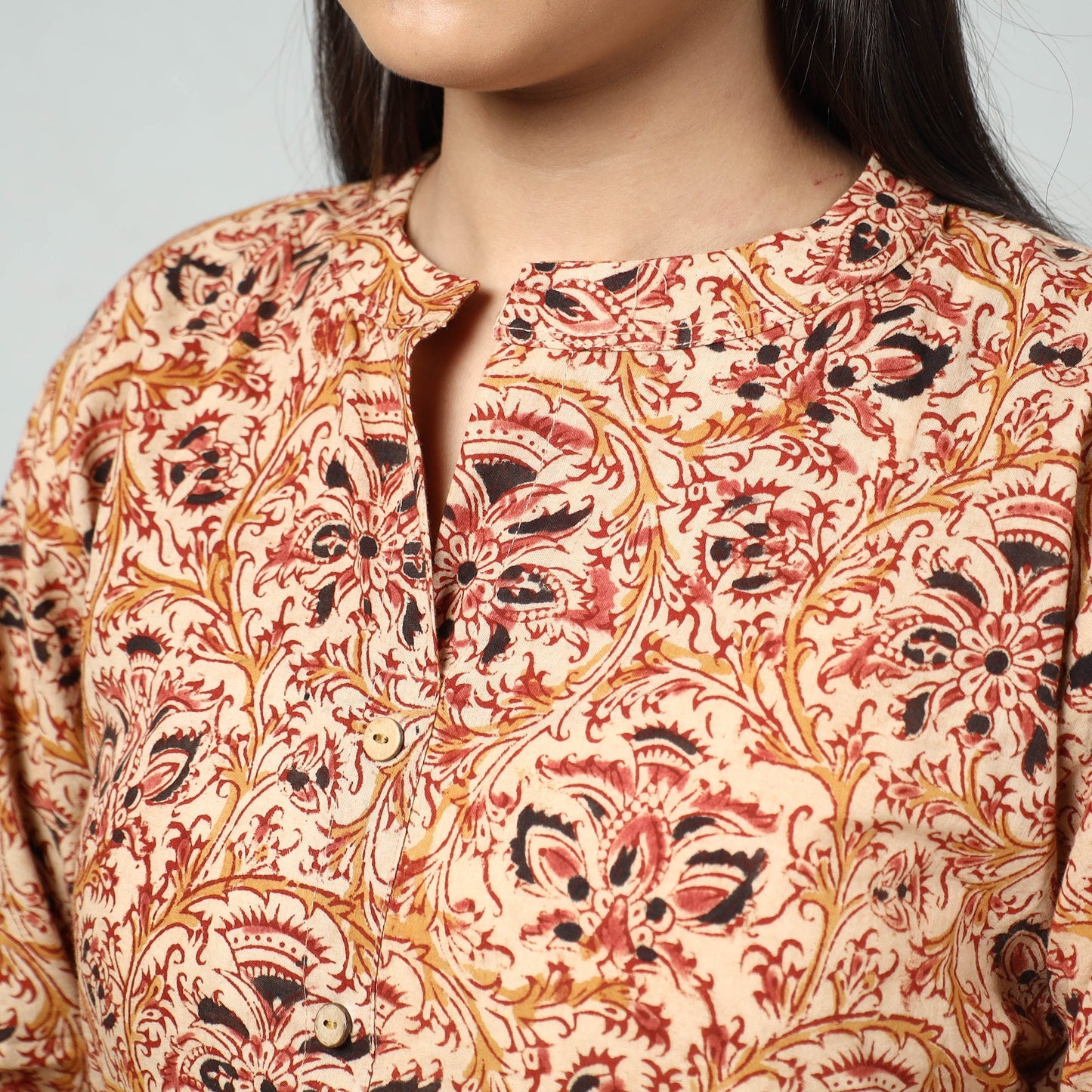 Kalamkari Block Printed Cotton Long Kurta For Women