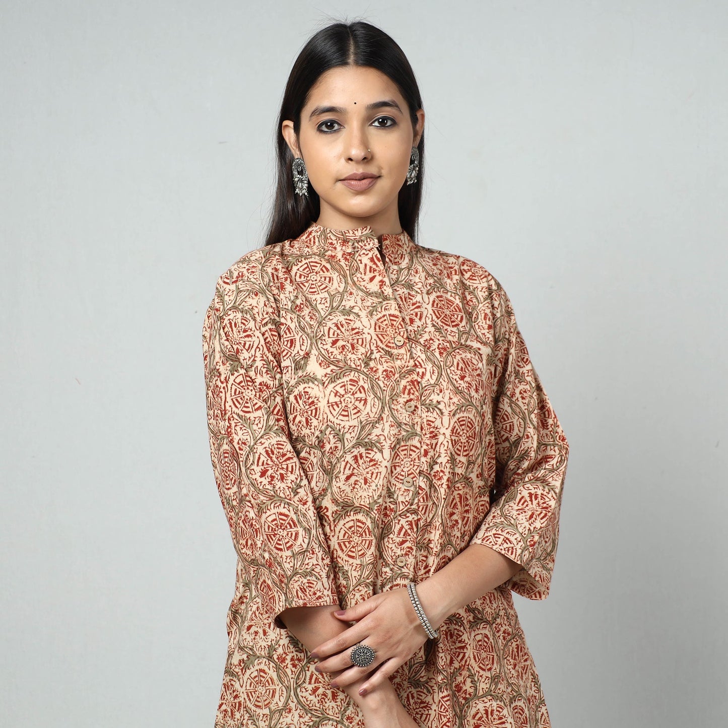 Kalamkari Block Printed Cotton Long Kurta For Women
