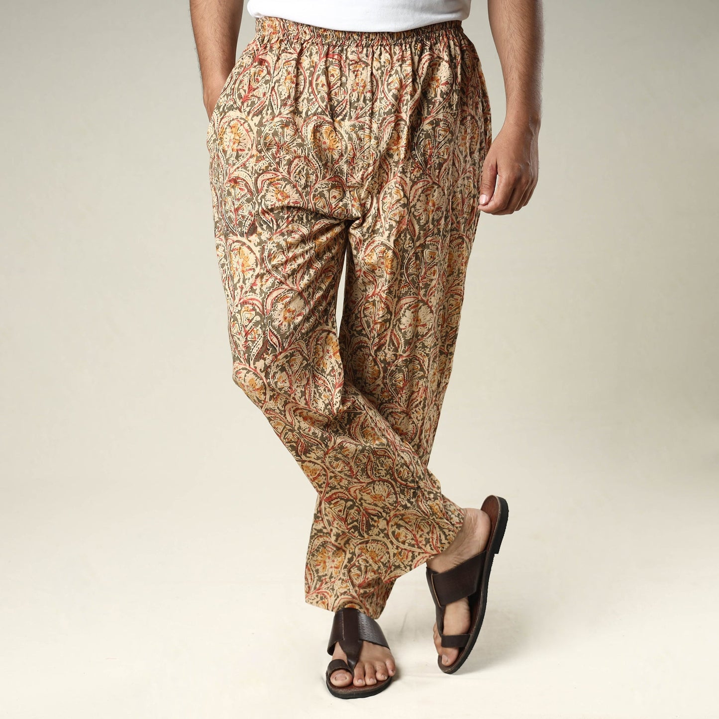 Buy Kalamkari Block Printed Cotton Men’s Pyjama Online l iTokri.com