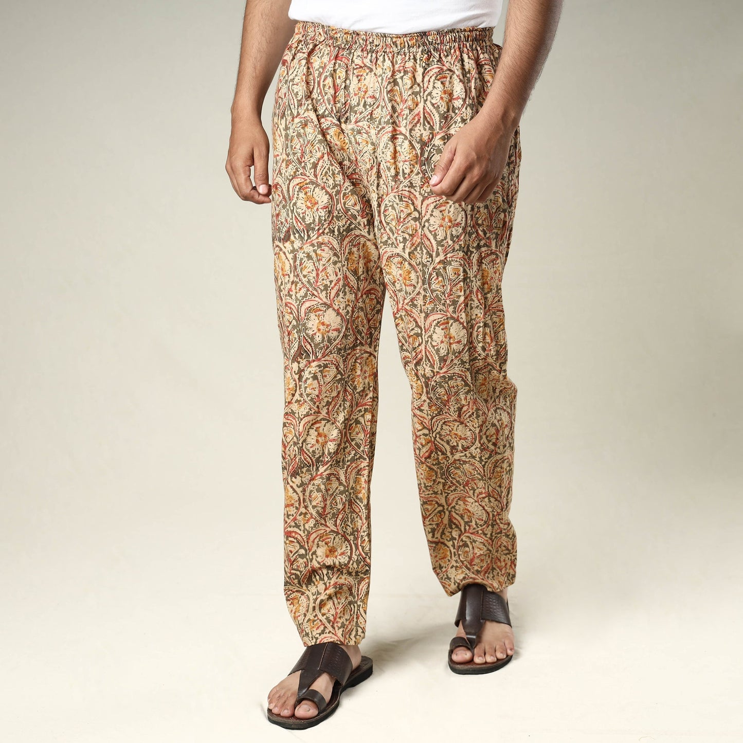 Buy Kalamkari Block Printed Cotton Men’s Pyjama Online l iTokri.com