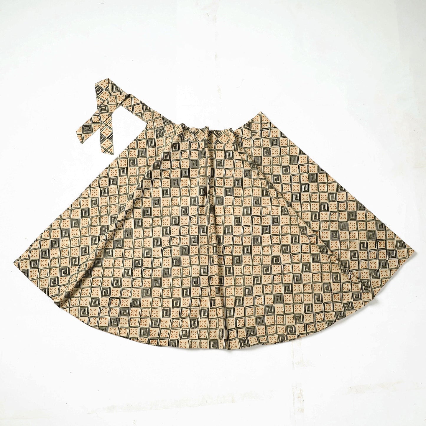 Kalamkari Block Printed Cotton Wrap Around Skirt at iTokri.com
