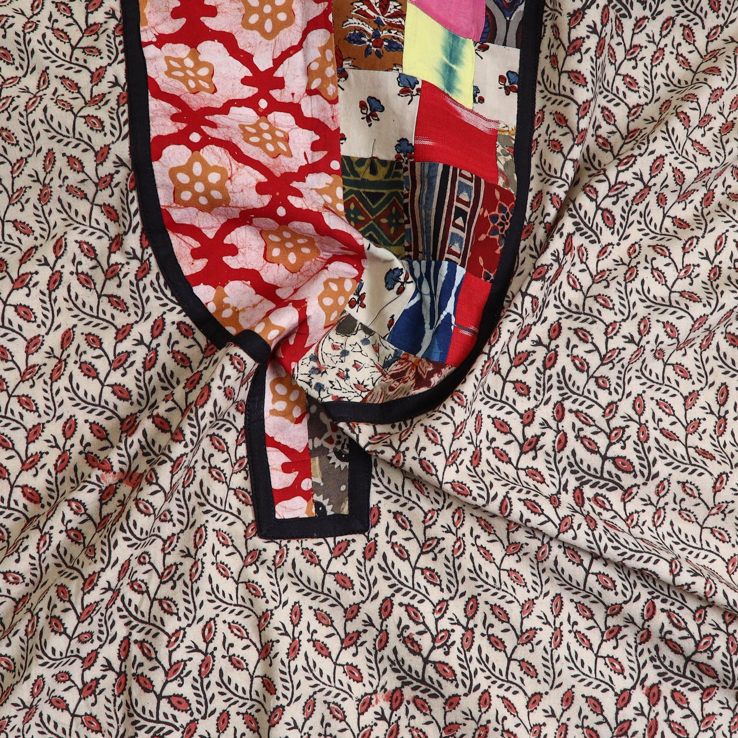 Beige - kalamkari cotton unstitched kurta material