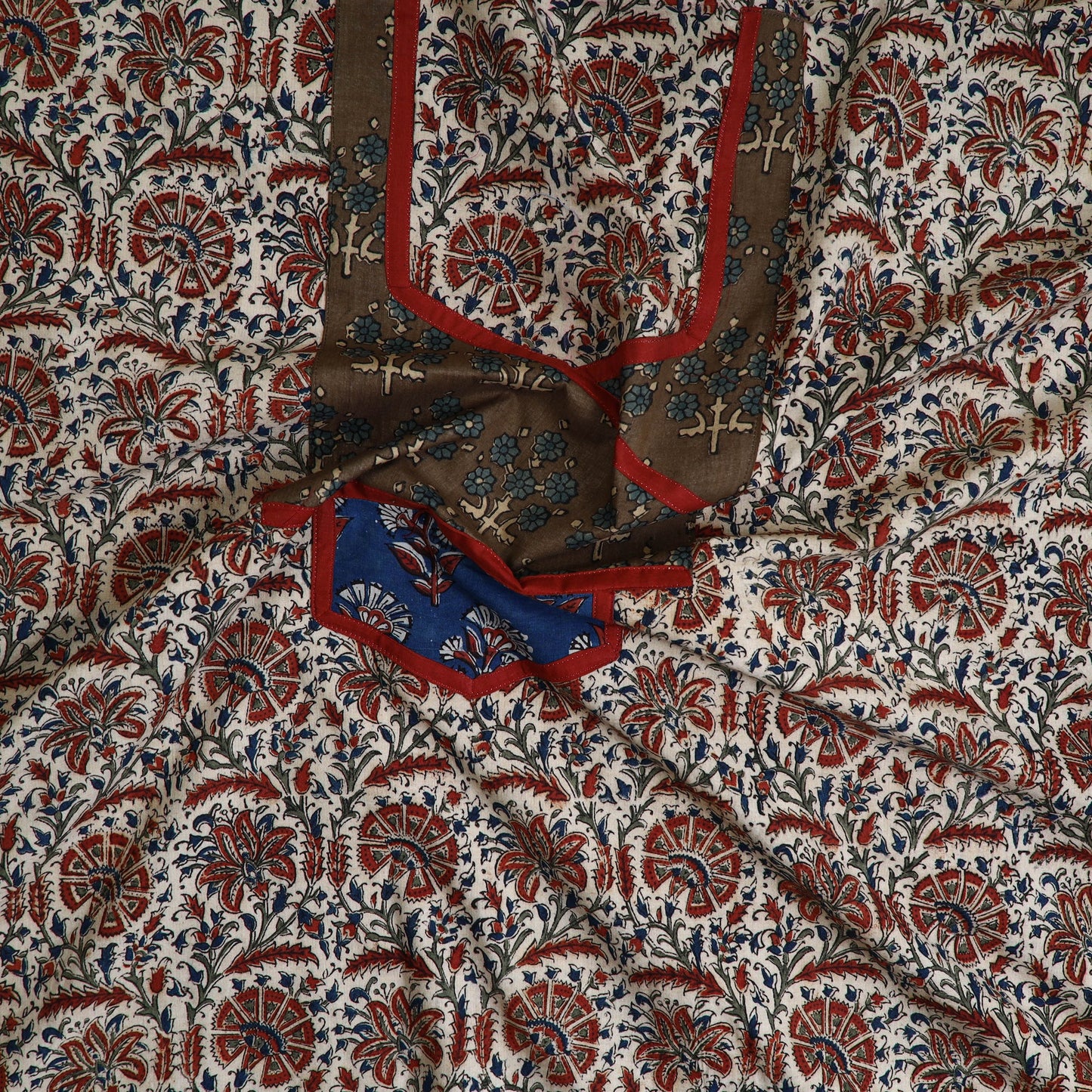 Beige Kalamkari Kurta Material Online in India