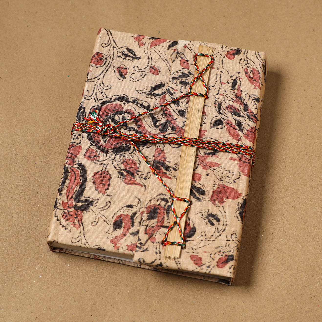 Kalamkari fabric cover handmade paper notebook with thread