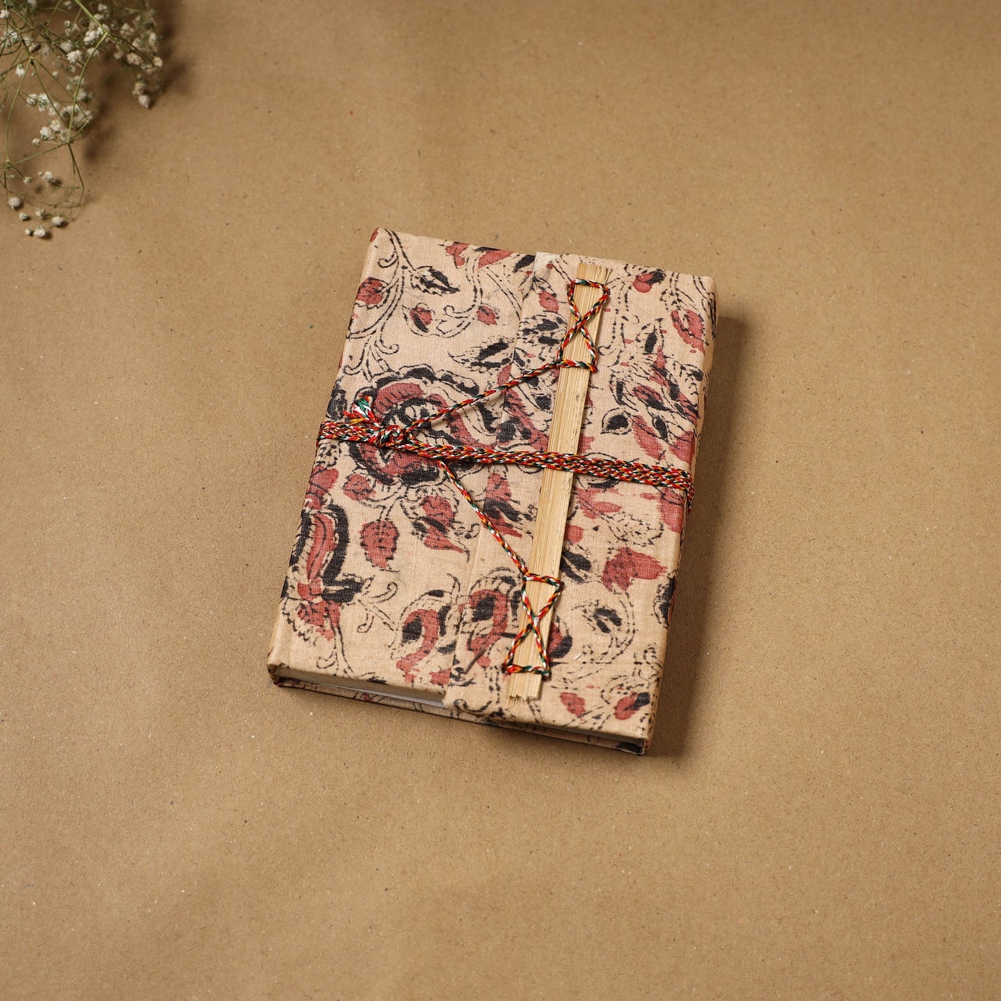Kalamkari fabric cover handmade paper notebook with thread