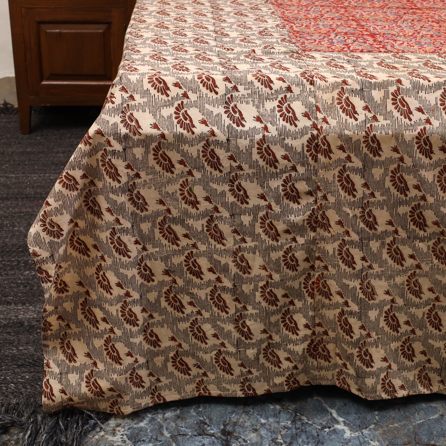 Kalamkari patchwork cotton bedsheet set 55 - handcrafted