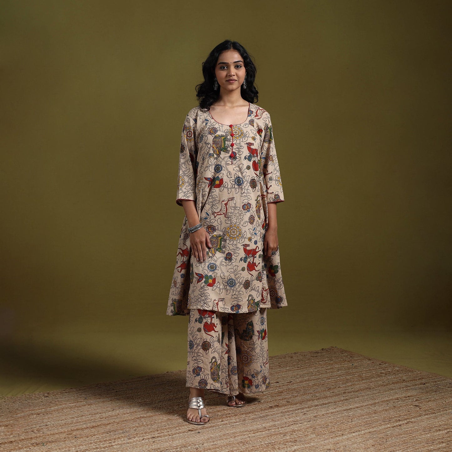 Kalamkari printed cotton 2pc kurta set for women 01