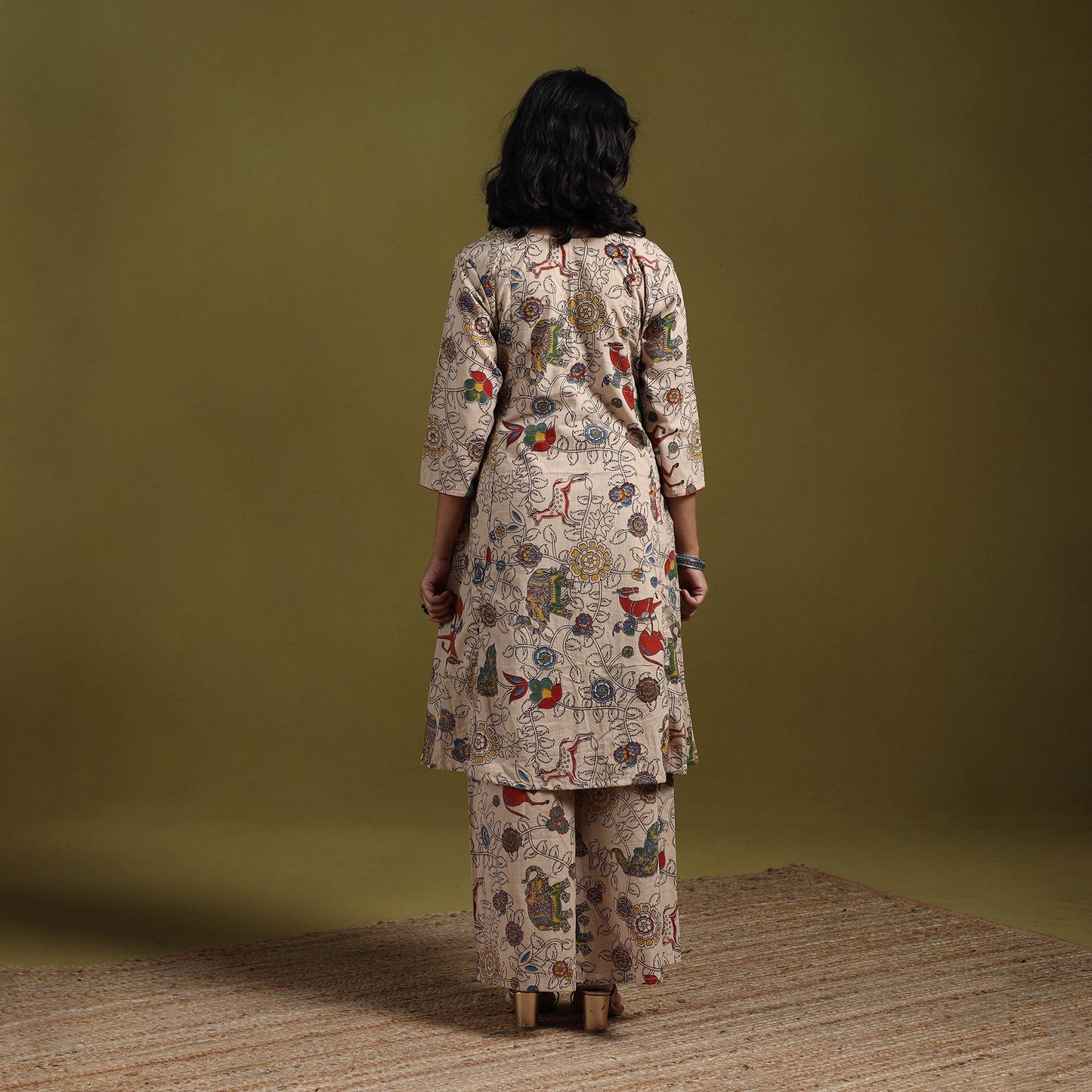 Kalamkari printed cotton 2pc kurta set for women 01