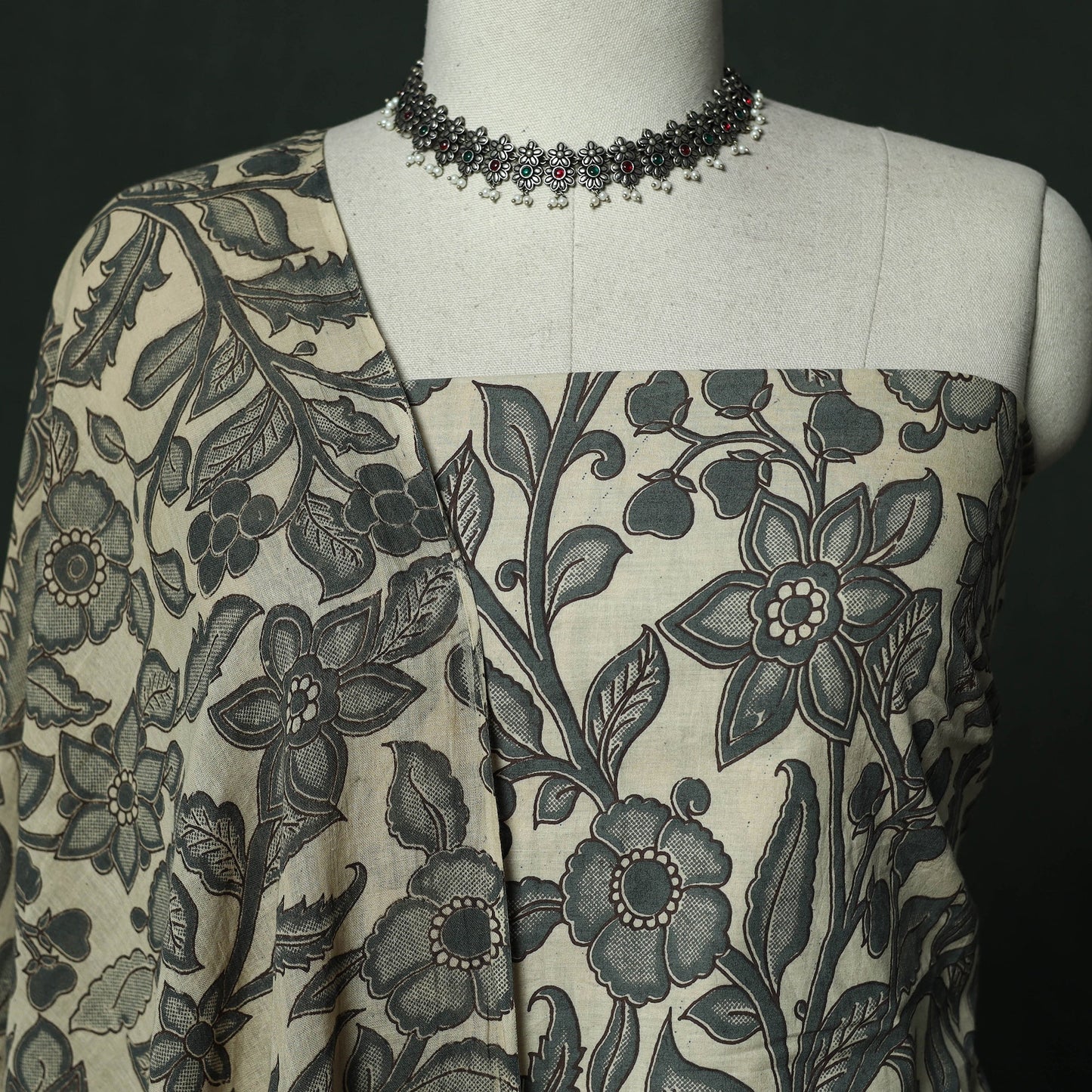 Kalamkari printed cotton 2pc unstitched dress material 01