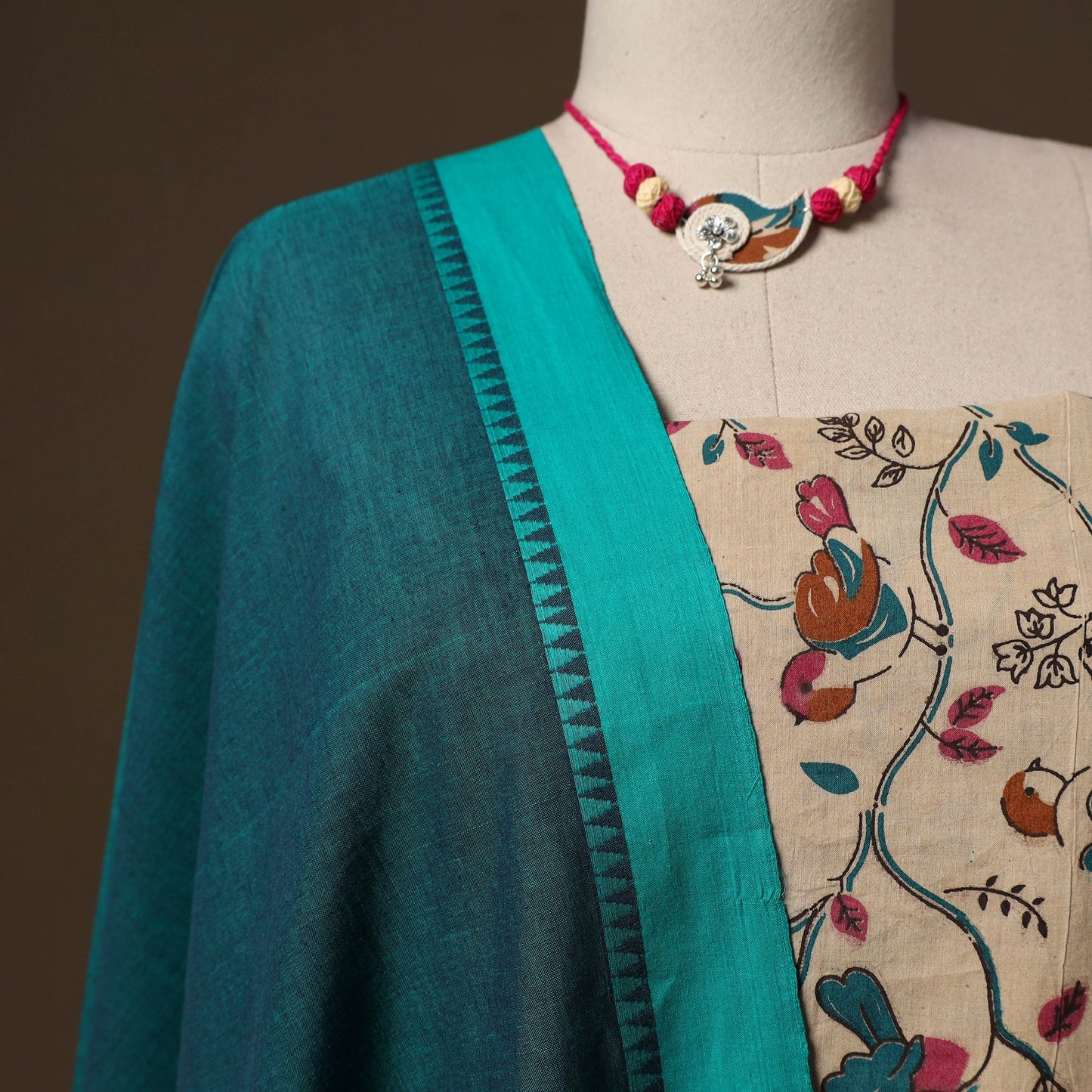 Kalamkari printed cotton 2pc unstitched dress material