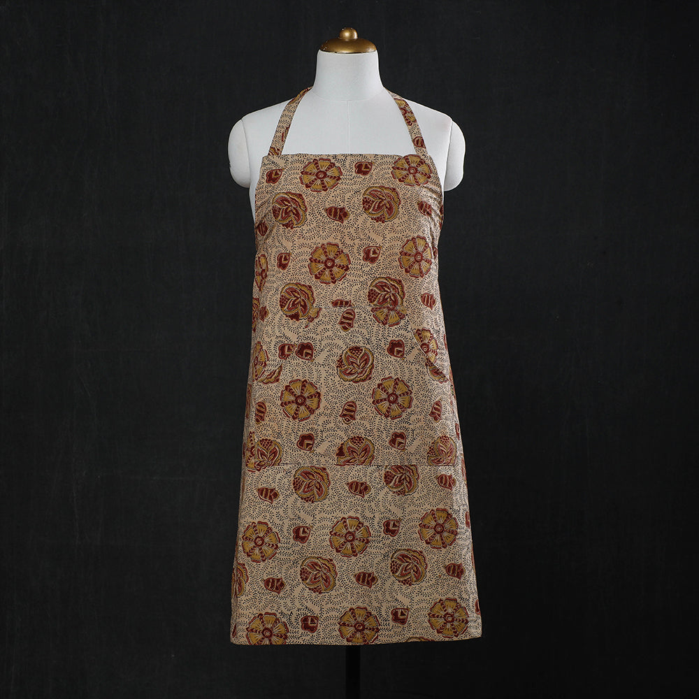 Beige Kalamkari Block Printed Cotton Apron