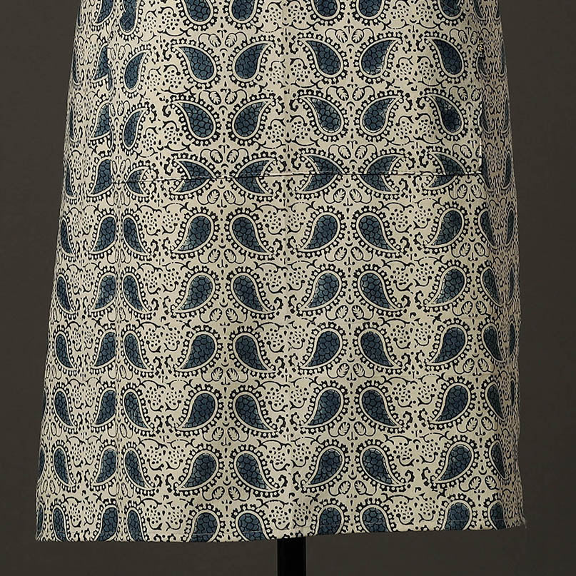 Beige Kalamkari Block Printed Cotton Apron with Pocket