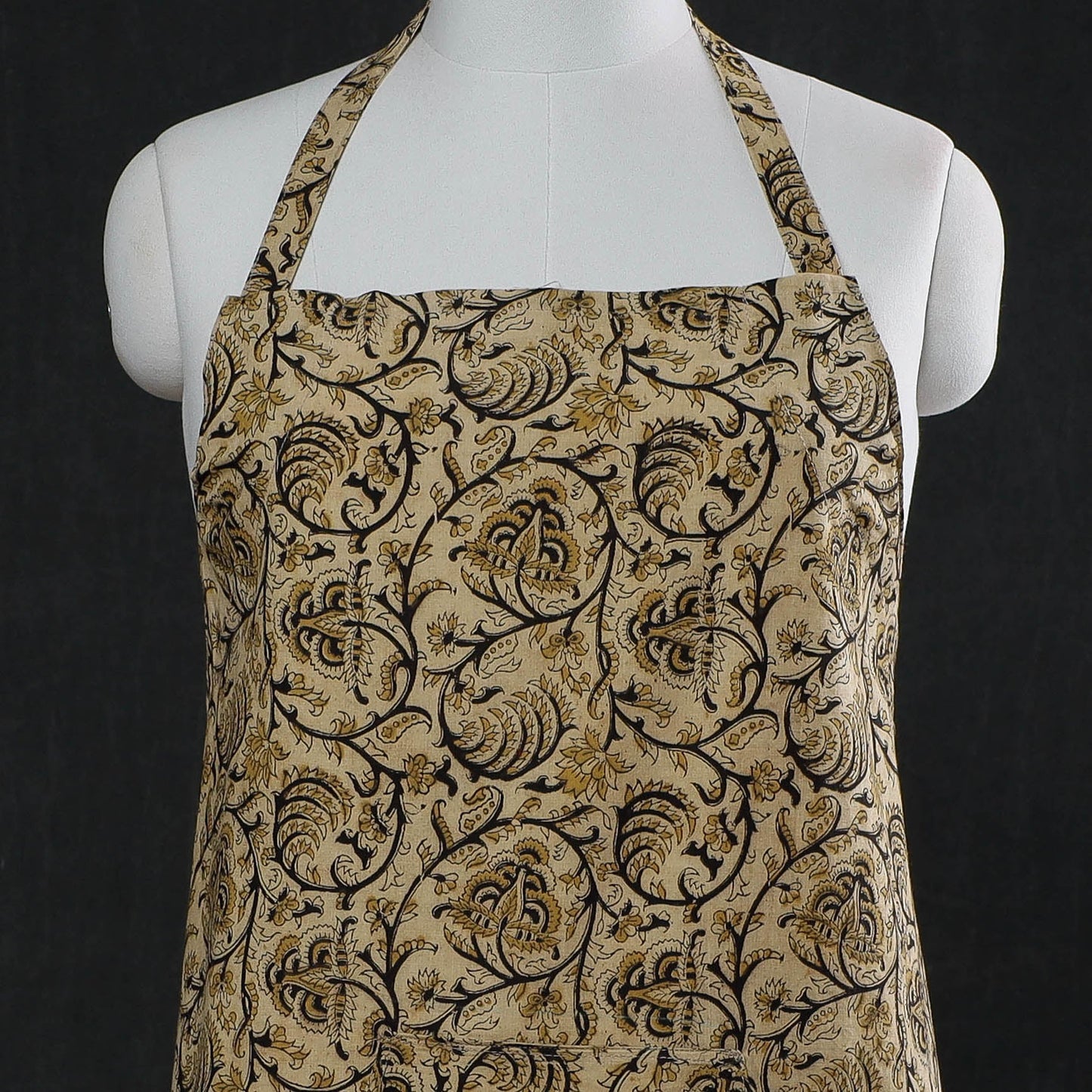 Beige Kalamkari Block Printed Cotton Apron