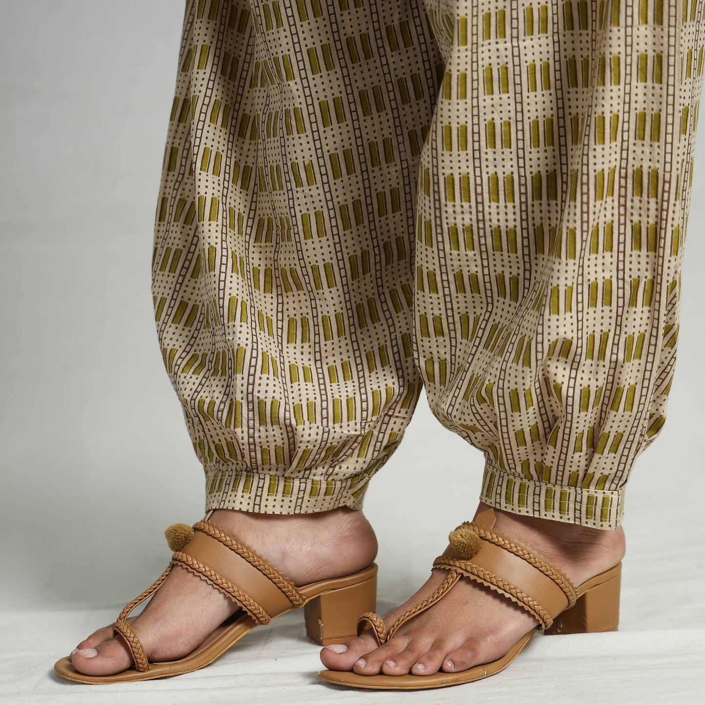 Buy Kalamkari Printed Cotton Elasticated Afghani Salwar Online at iTokri.com