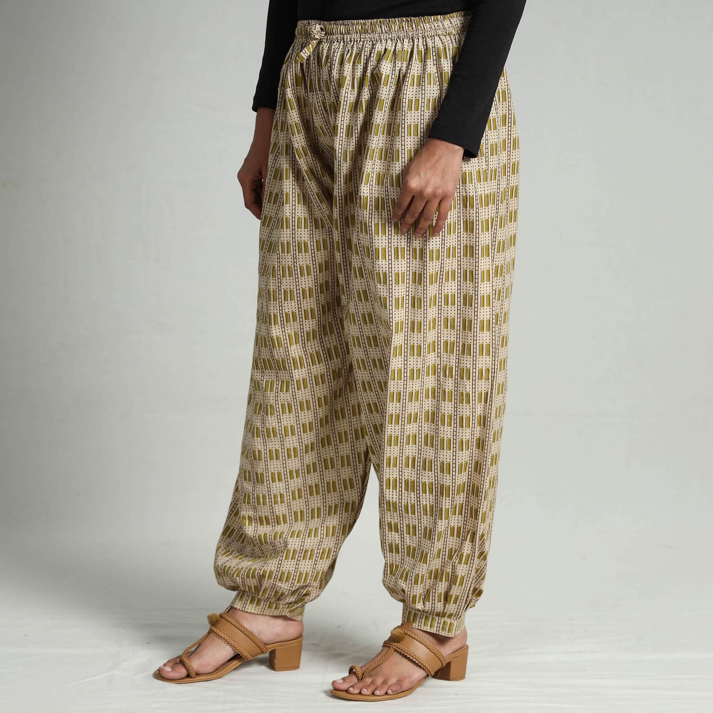 Buy Kalamkari Printed Cotton Elasticated Afghani Salwar Online at iTokri.com