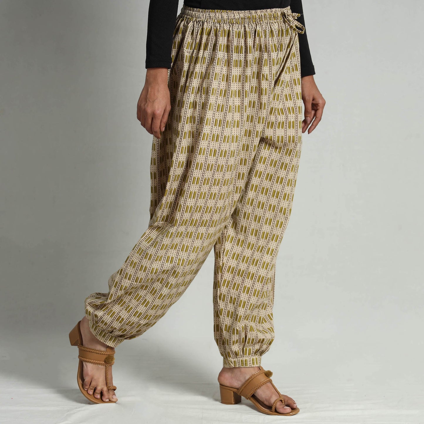 Buy Kalamkari Printed Cotton Elasticated Afghani Salwar Online at iTokri.com