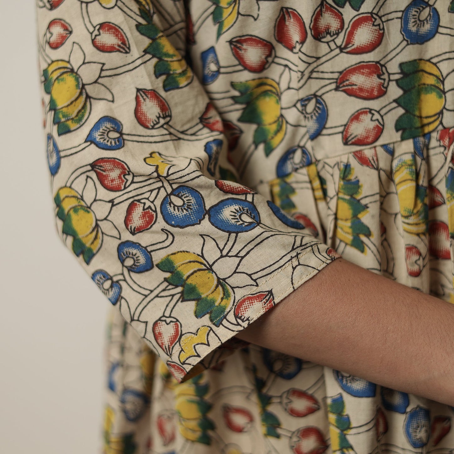 Kalamkari Printed Cotton Flared Kurta For Women
