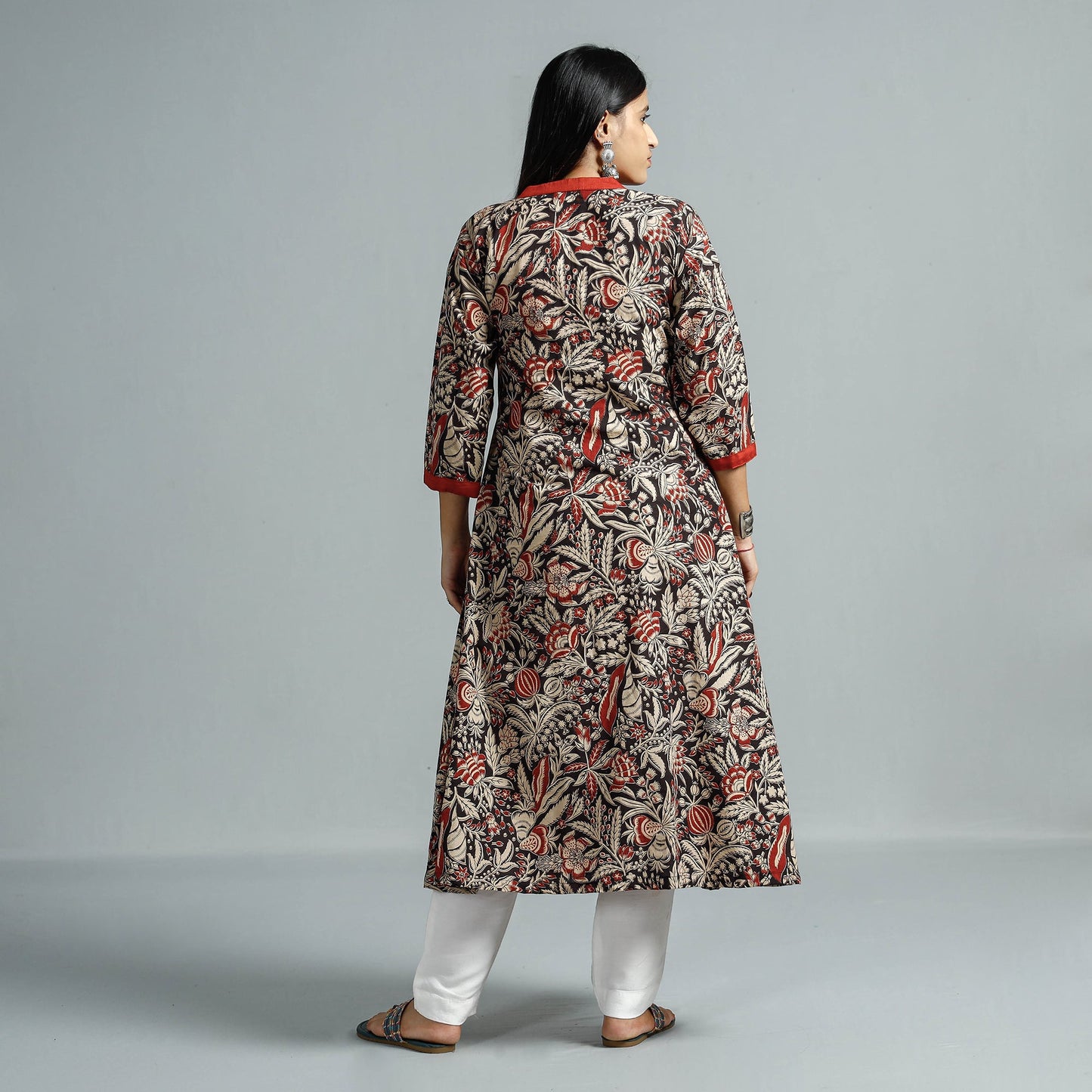Kalamkari Printed Cotton Flared Kurta For Women