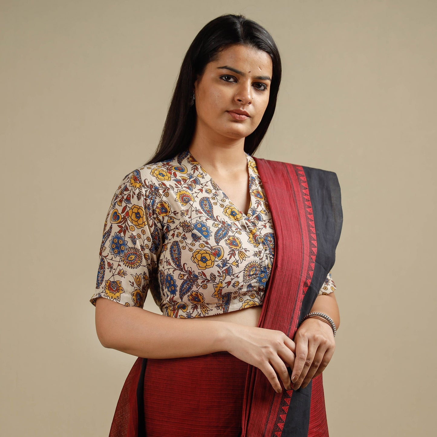 Buy Kalamkari Printed Cotton Stitched Blouse