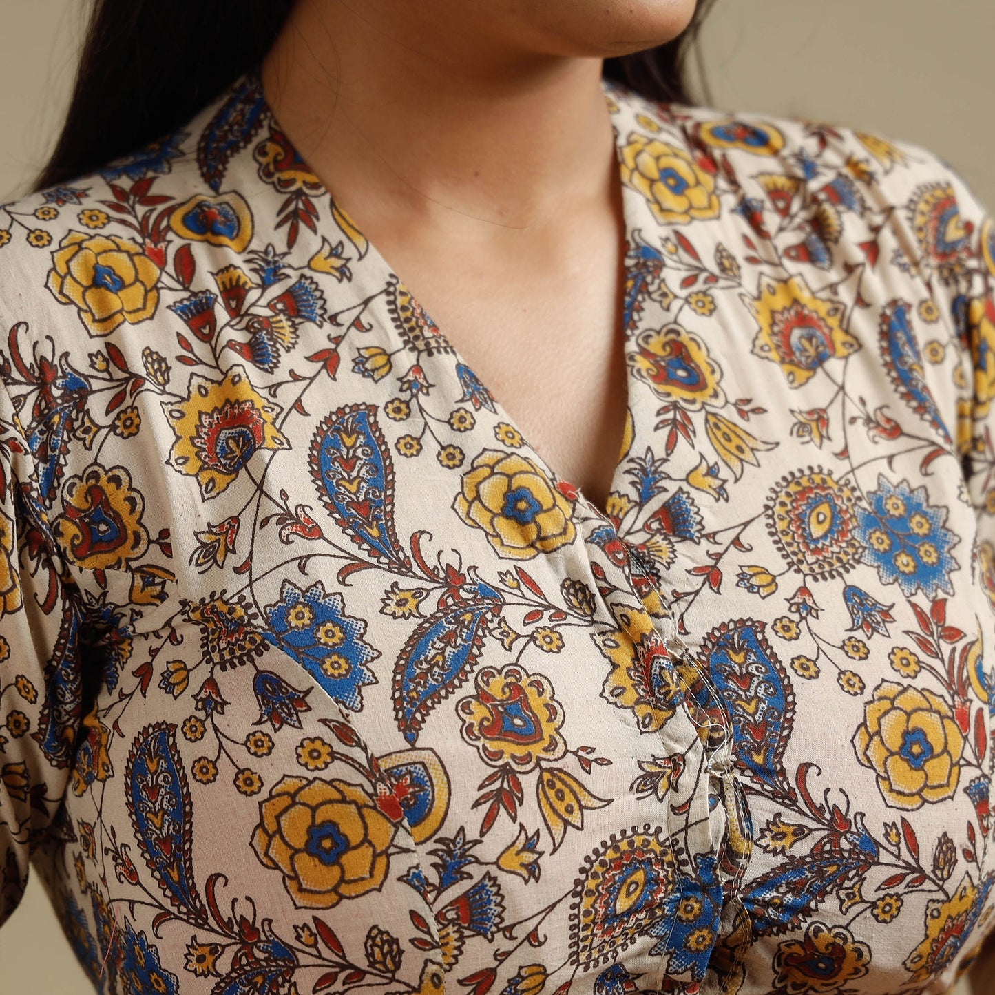 Buy Kalamkari Printed Cotton Stitched Blouse