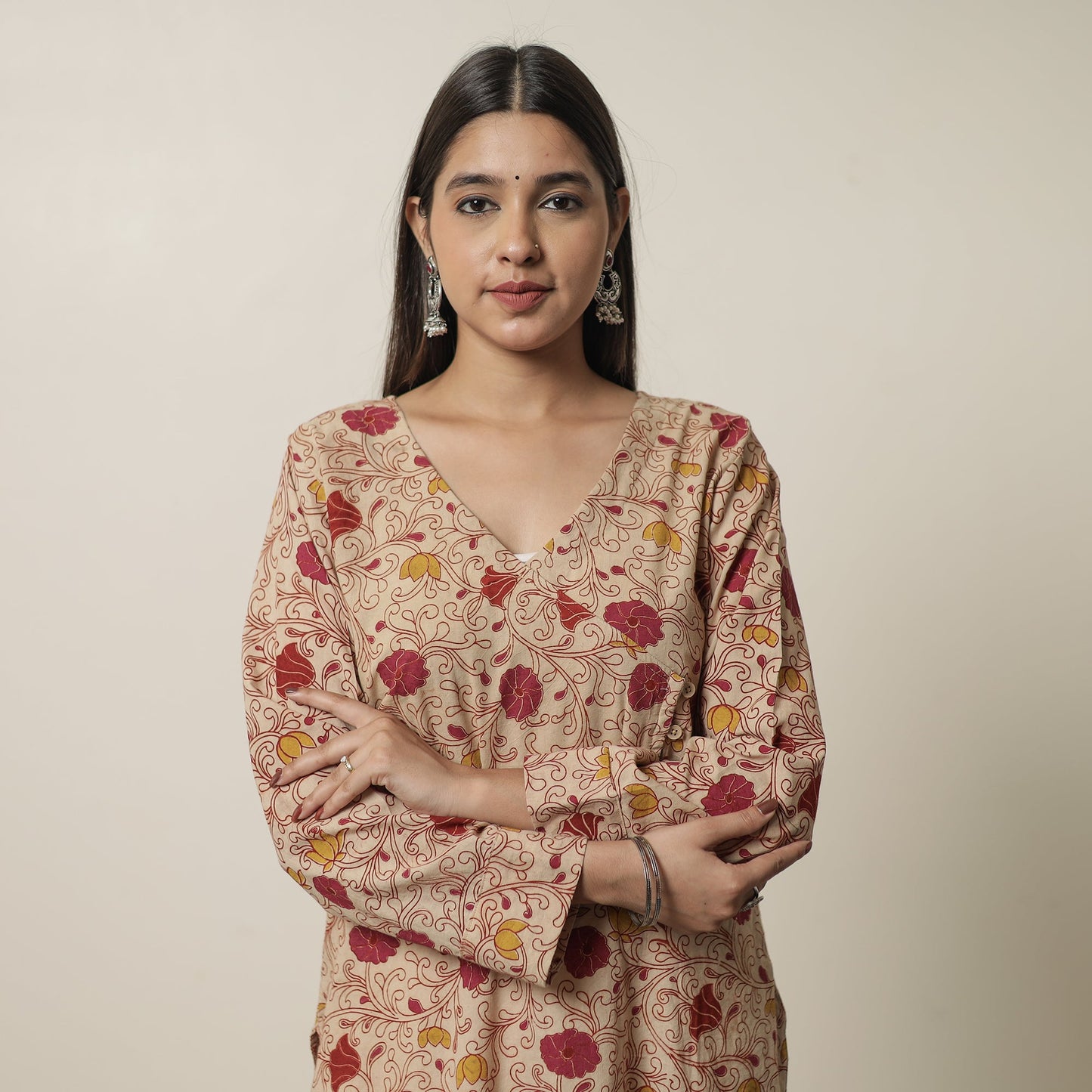 Kalamkari Printed Cotton Straight Kurta For Women