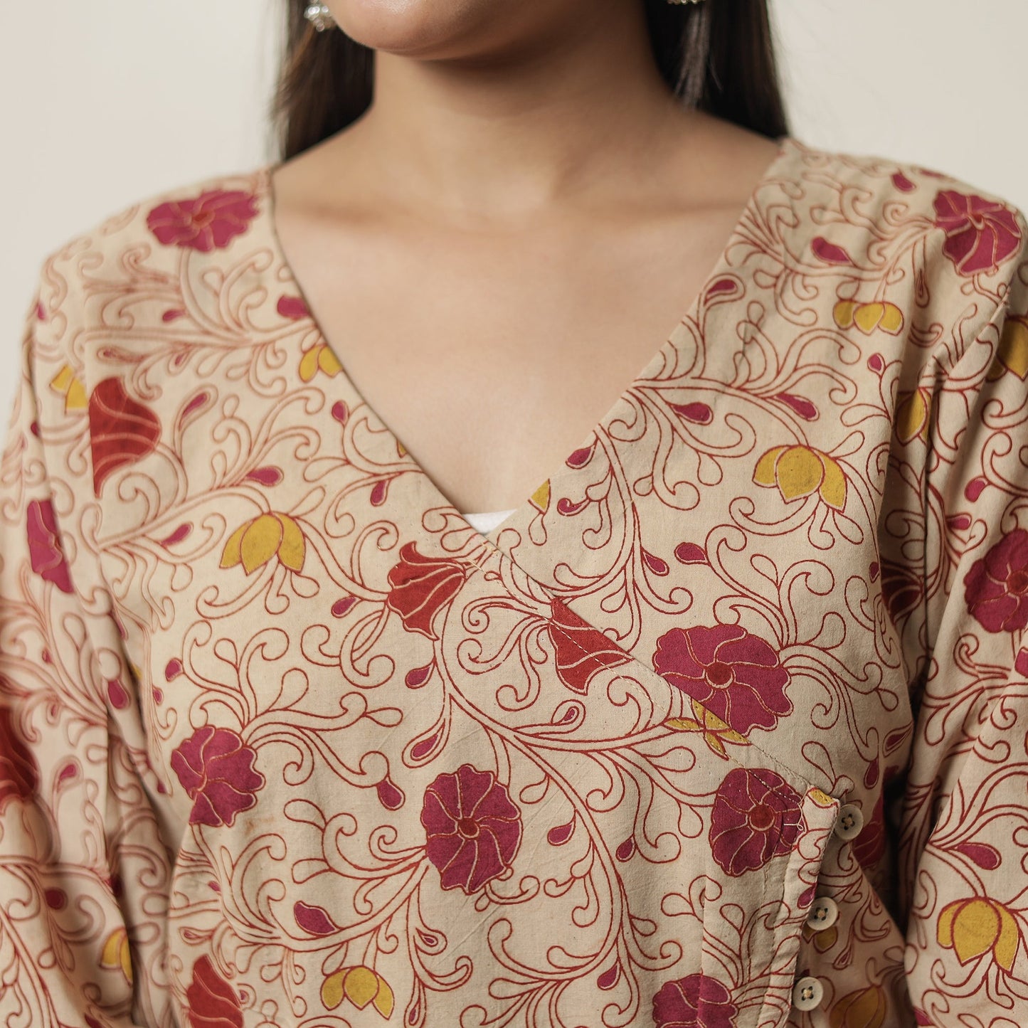Kalamkari Printed Cotton Straight Kurta For Women