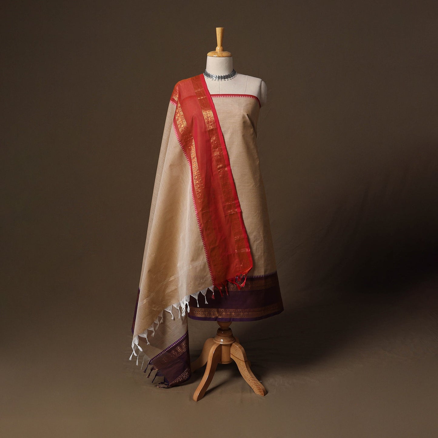 Kandangi chettinad cotton 2pc unstitched dress material 35