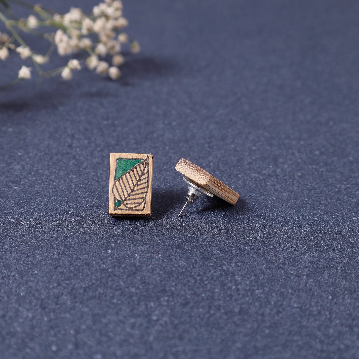 Kerala Hand Painted Bamboo Stud Earrings Online at iTokri.com