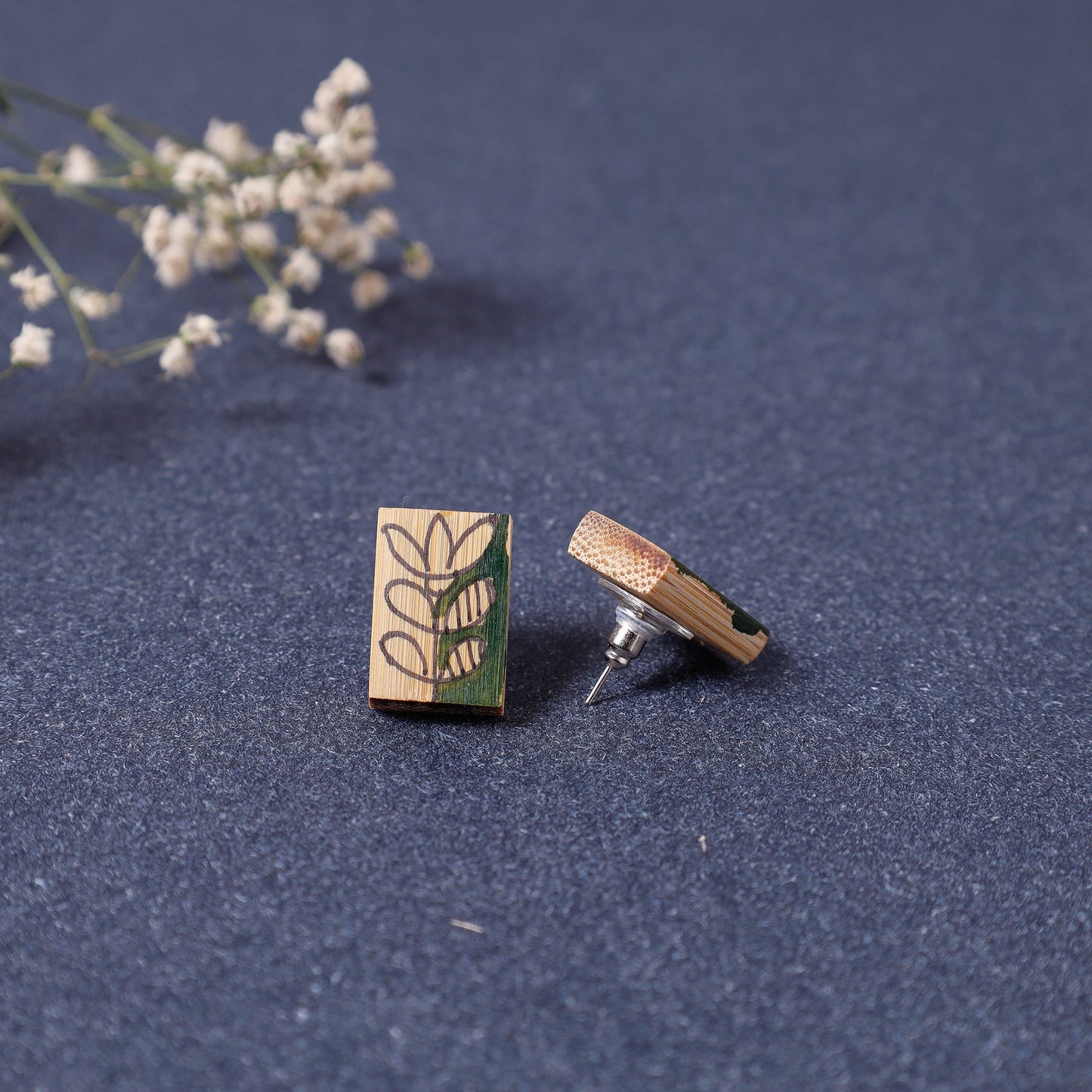 Kerala Hand Painted Bamboo Stud Earrings Online at iTokri.com