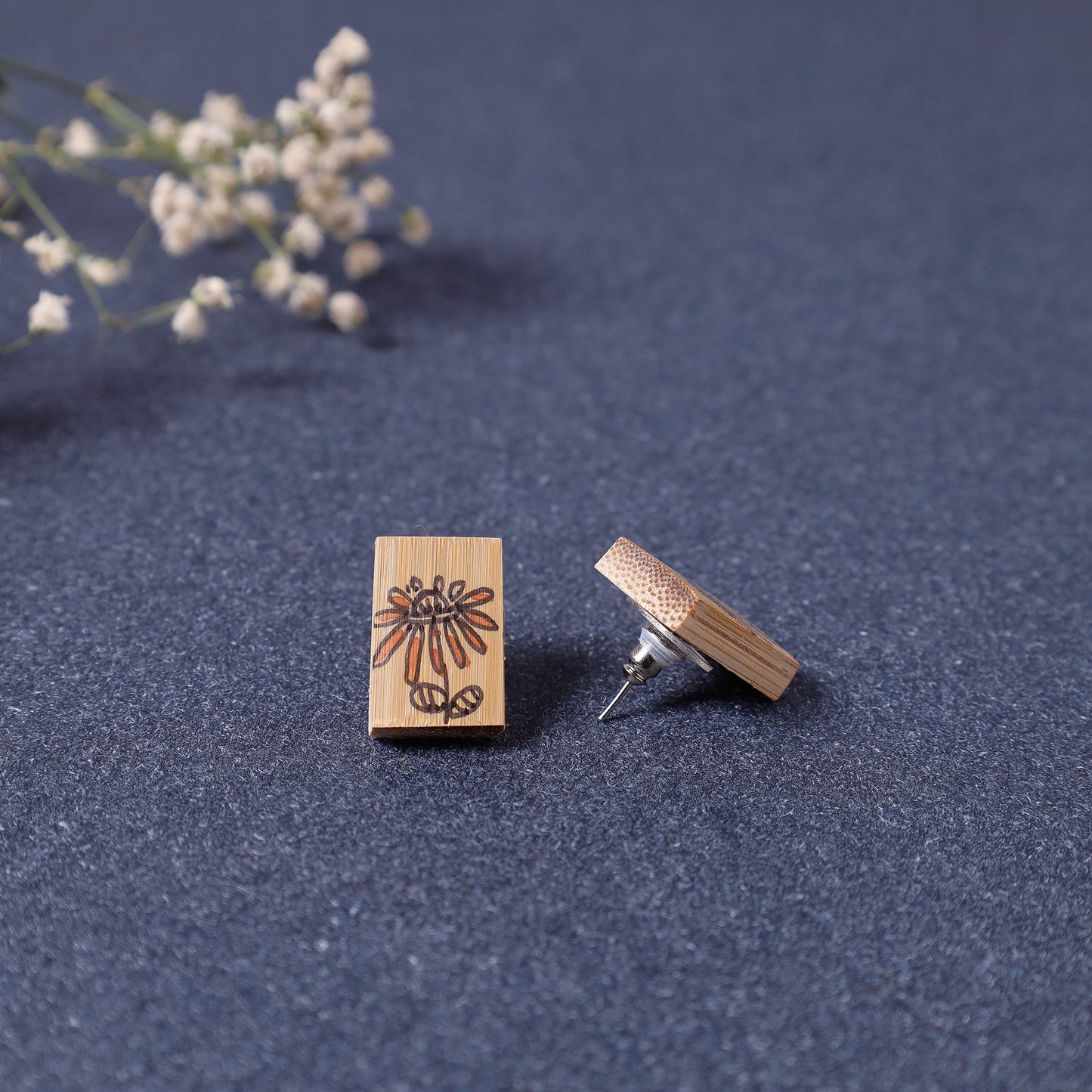 Kerala Hand Painted Bamboo Stud Earrings