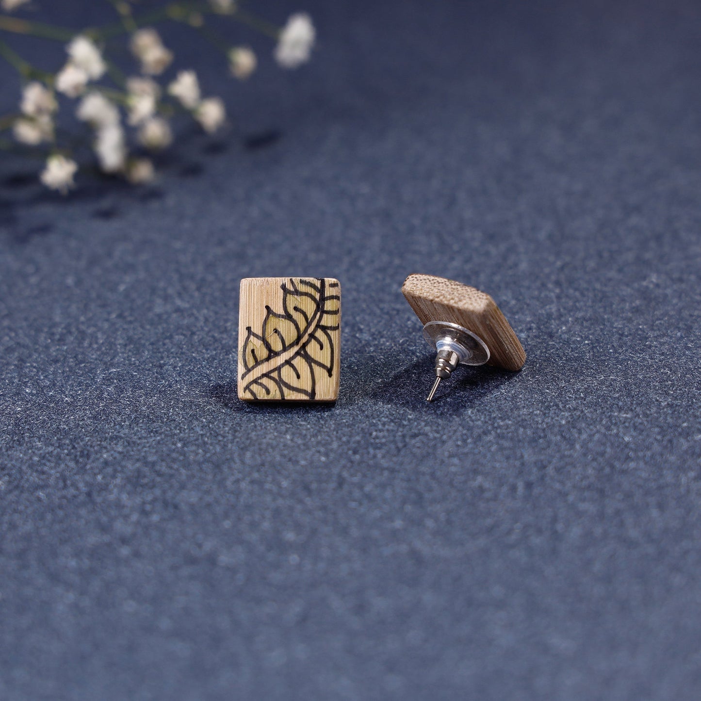 Kerala Mural Handpainted Bamboo Stud Earrings Online at iTokri.com